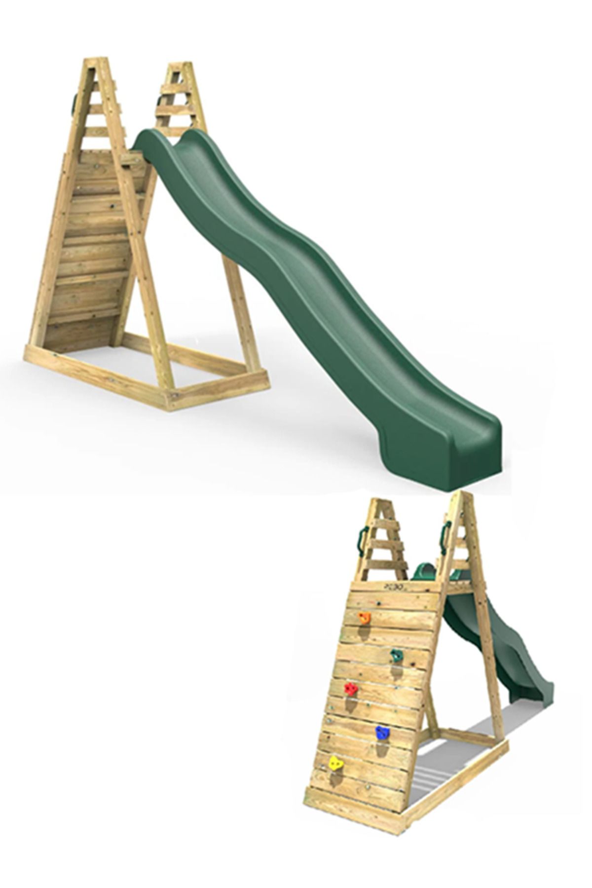 PARKSAN Ahşap Kaydırak Polietilen Tırmanmalı Ahşap Kaydırak Eğlenceli Ahşap Çocuk Oyun Parkları