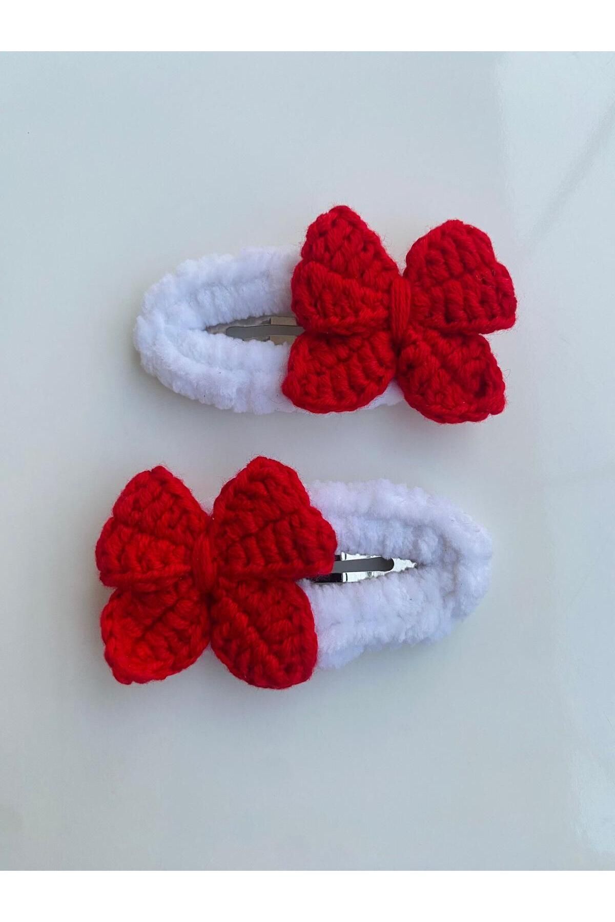 Kadın Girişimciler Atölyesi-Red Bow Model - Set of 2 Handmade and Snap Buckle 3