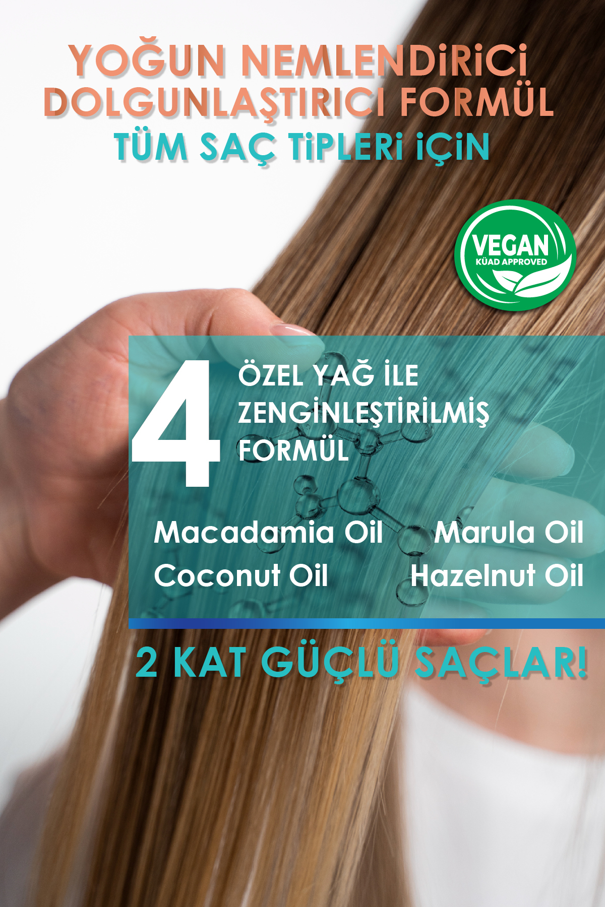 Professional Kırılma Ve Hasar Önleyici Bakım Seti 400 ml Şampuan Sıvı Saç Kremi Saç Yağı Vegan — KH012 — تصویر 9 از 9