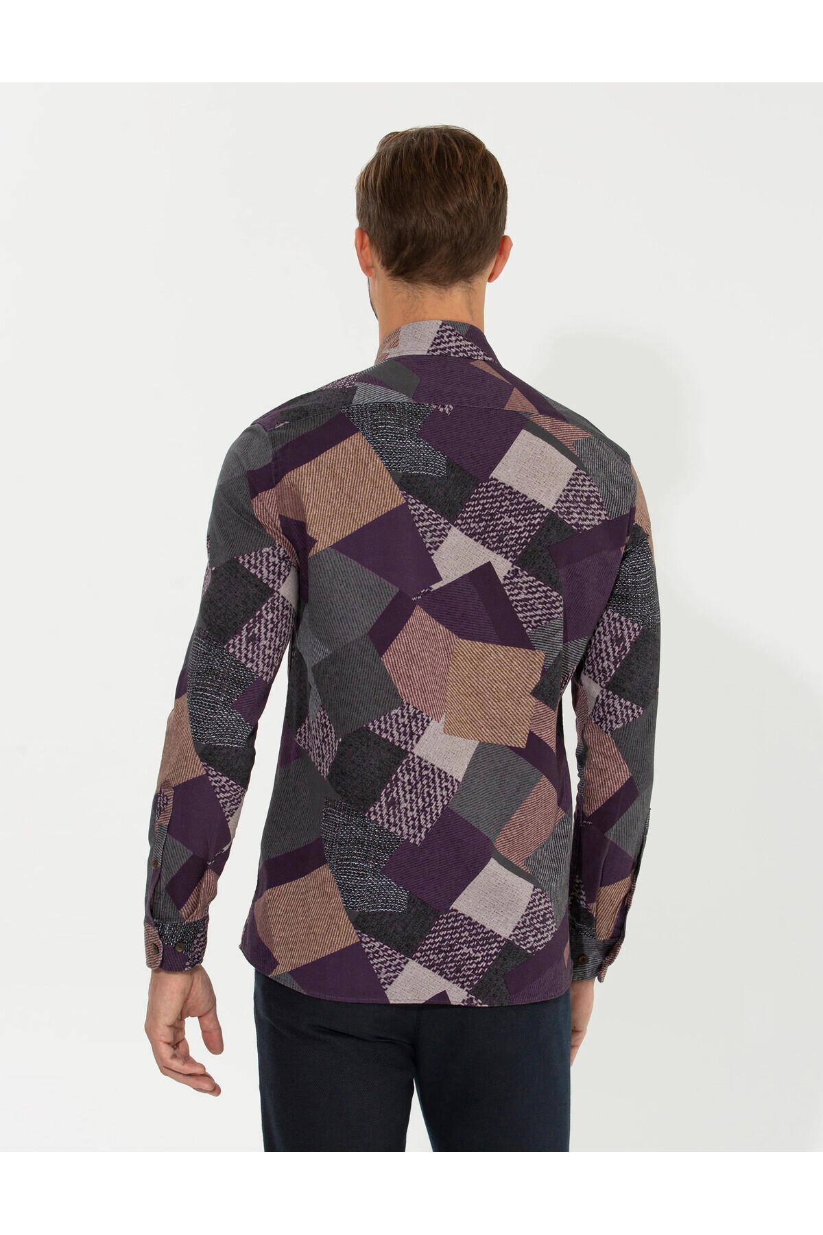 پیراهن مردانه بنفش پیرکاردین | G021SZ004.000.1460924 اورجینال - تصویر 5