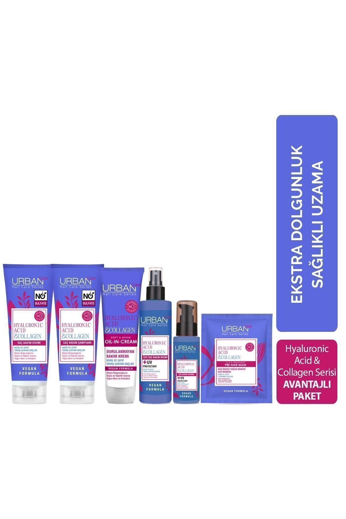 Urban Care Hyaluronik Asit&Kolajen Sağlıklı Uzamaya Yardımcı 6'lı Saç Bakım Seti-Vegan-UV Koruma — SET.URB.146