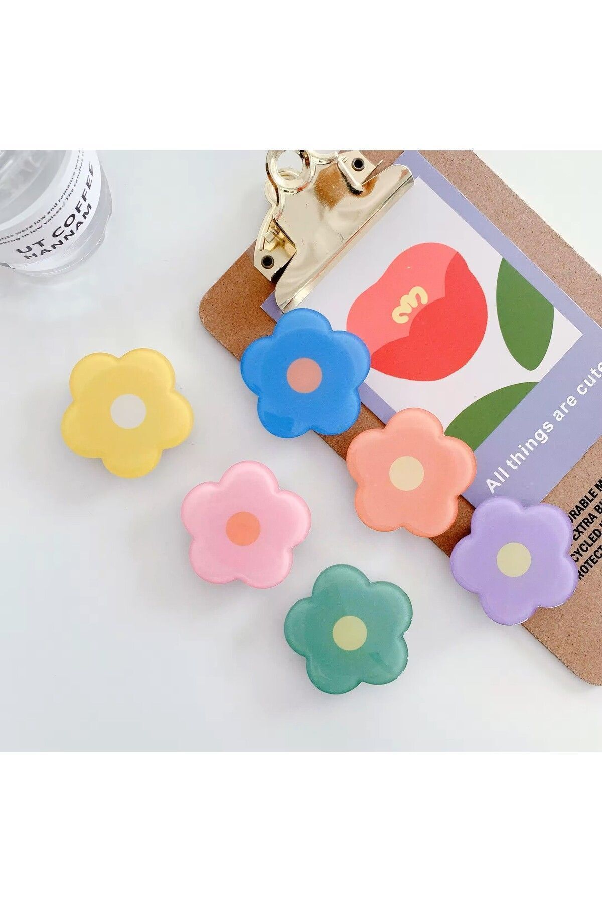 Popsocket Yeşil Çiçek Telefon Tutacağı Şekilli Akrilik Yüzey Parmak Tutucu - 4