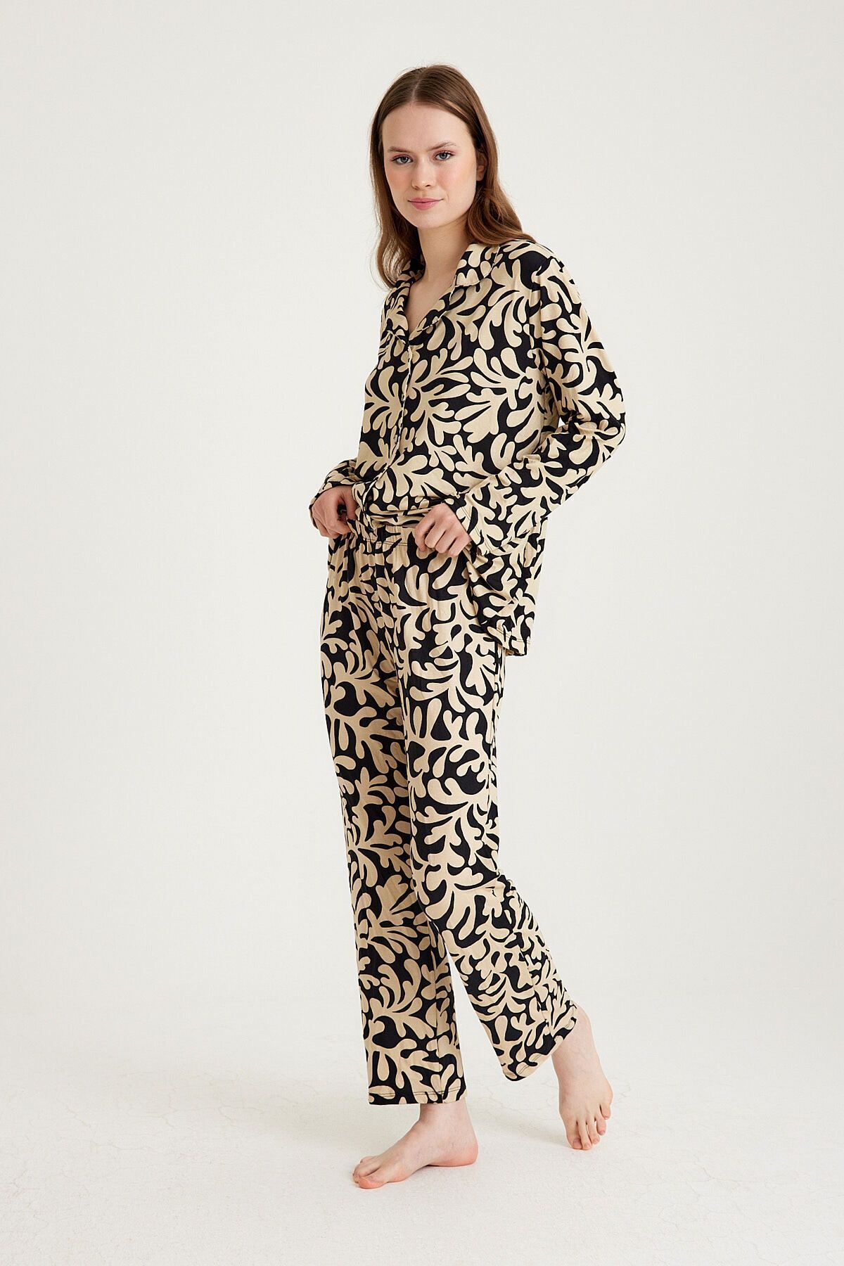 Dennis Denise-Patterned Soft Long Sleeve Pajama Set - Buttoned Masculine 6