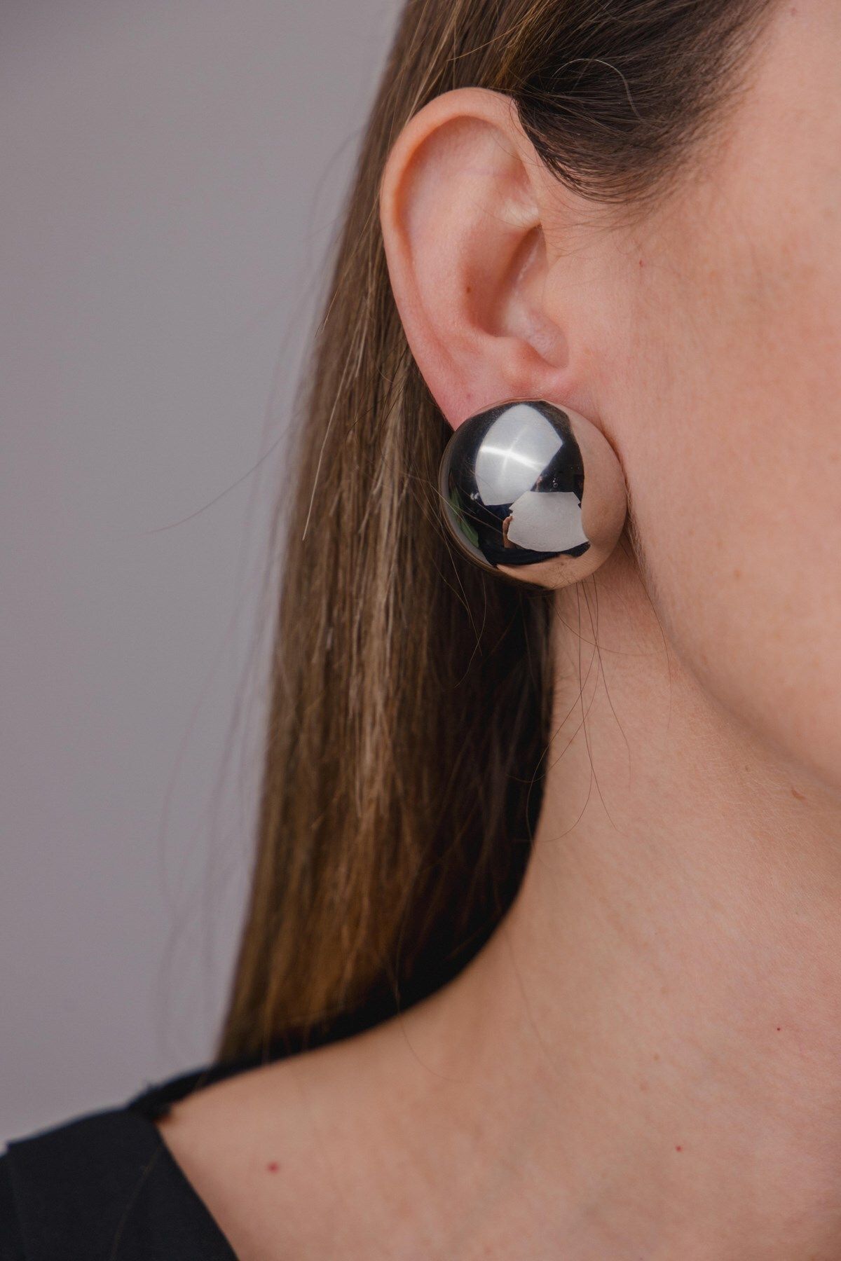 Sacha Accessories-Circle Form Silver Earrings 2