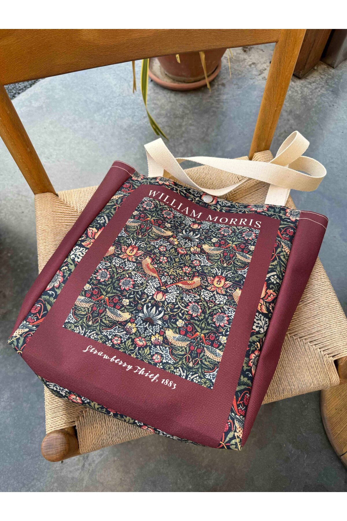 pamukcanta William Morris Kanvas Bez Çanta Yıkanabilir Metal Çıtçıtlı Cepli görsel 8
