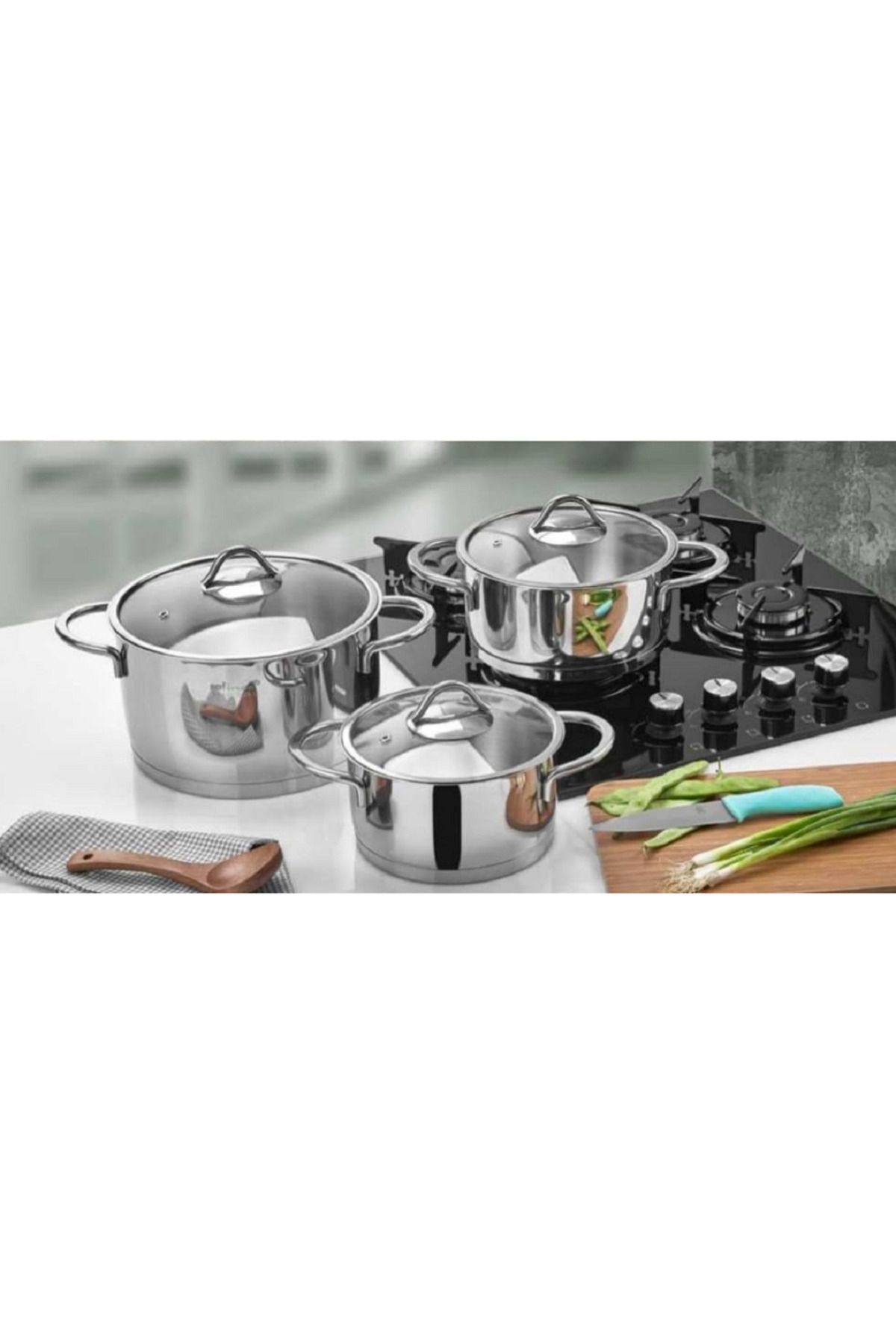 Vision 6 Parça Mini Çelik Tencere Seti 16cm,18cm,20cm.