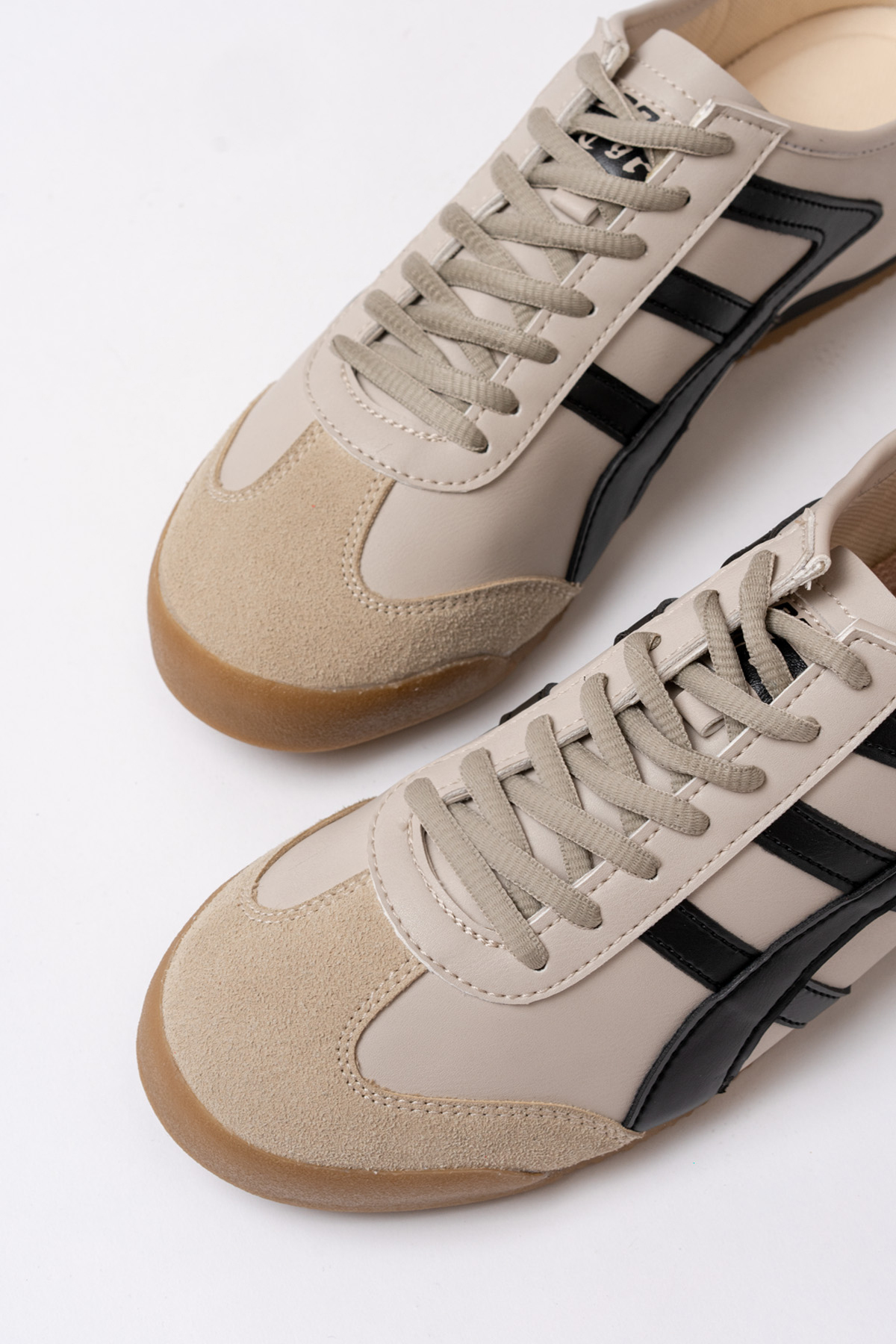 Uniseks Sneaker Spor Ayakkabı 614 Bej Siyah 5
