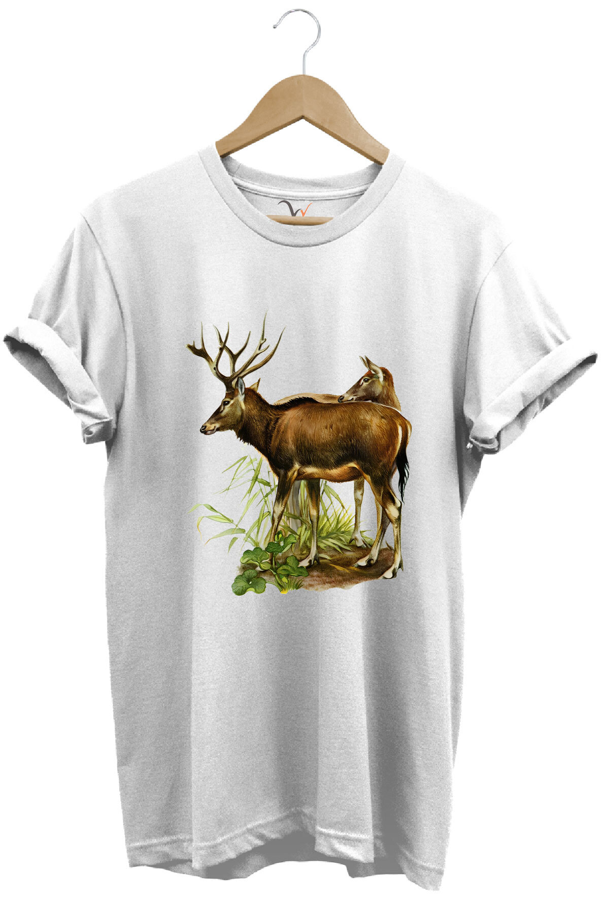 Hunting Deer Hunting And Nature Printed Forest Themed 100% Cotton Regular Fit White T-shirt
