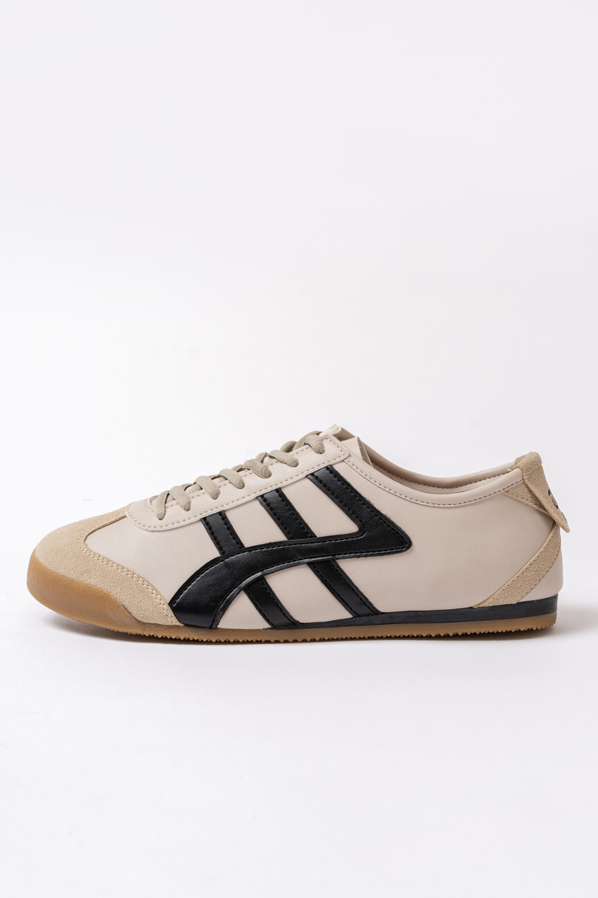 Uniseks Sneaker Spor Ayakkabı 614 Bej Siyah 2