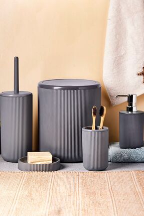 Perotti Faggiano Grey 5 Parça Kırılmaz PP Banyo Seti – 6.5 Litre Kovalı