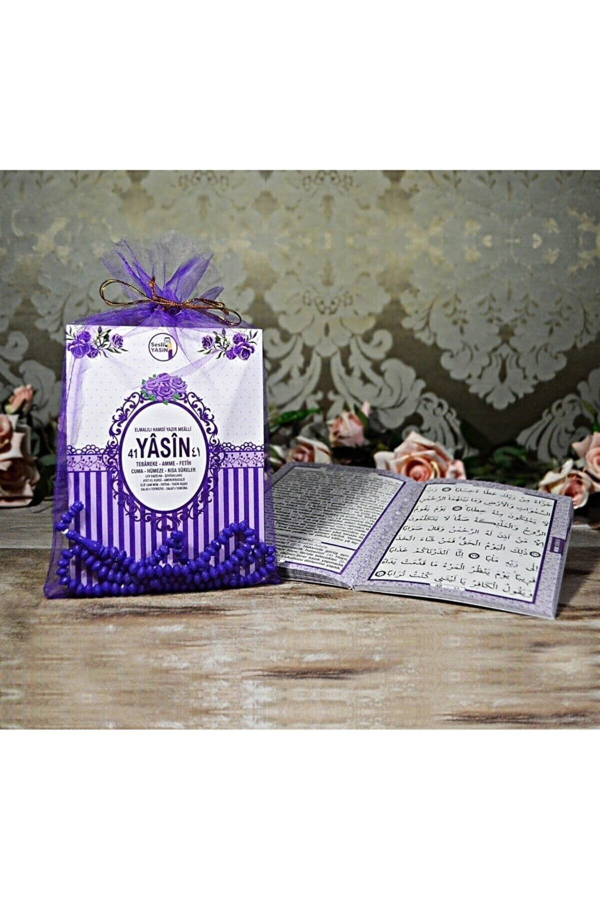 Medrese Yayınları Yasin Cüzü Kitabı 10 Lu Tül Keseli Gül Kokulu Tesbihli Sesli Dinleme Doğum Mevlüt Hediyeliği Mor fotoğrafı 2 (önizleme)