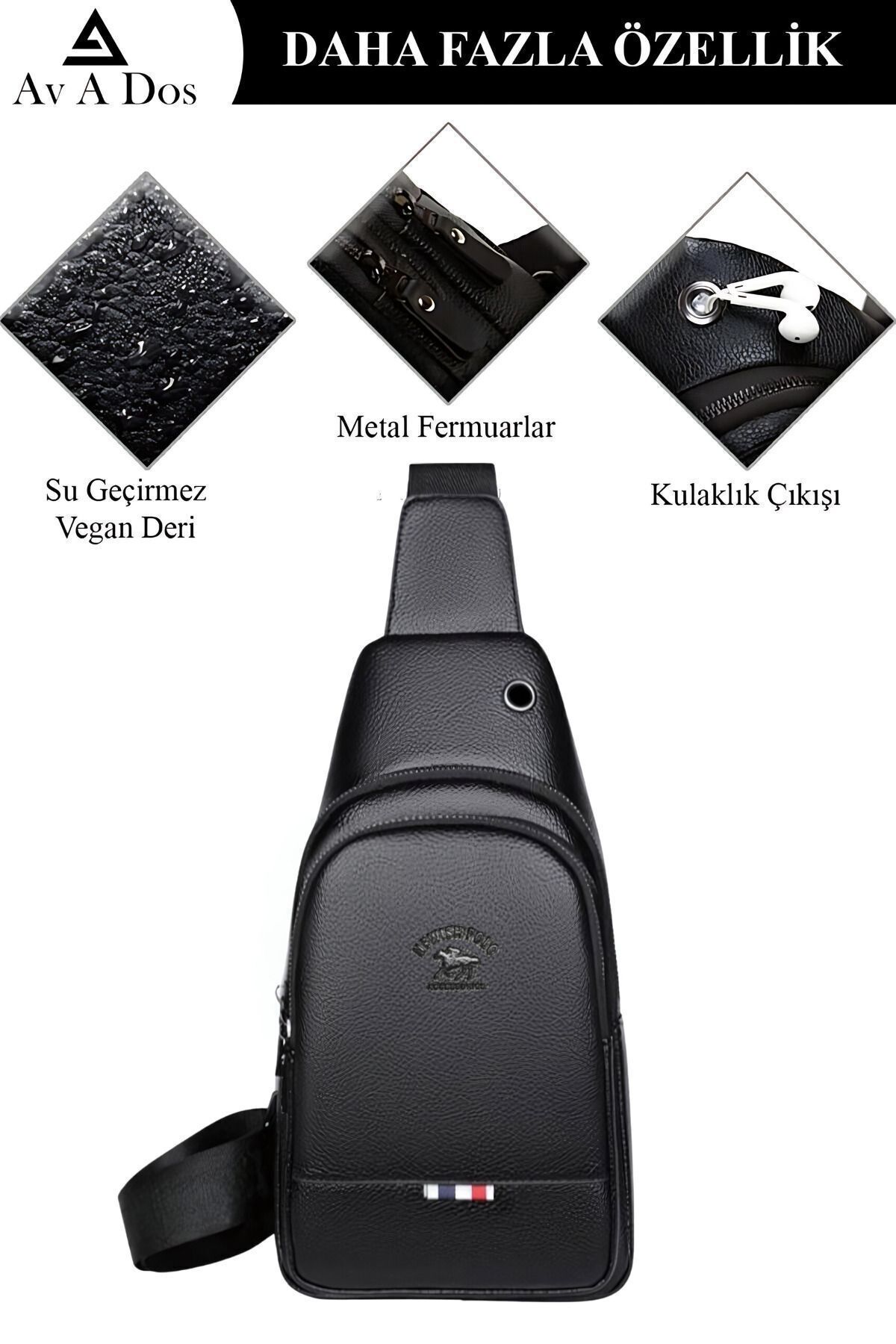 Deri Unisex Çapraz Askılı Bel Çanta Göğüs Çanta Kulaklık Çıkışlı Omuz Çanta Tek Kol Bodybag