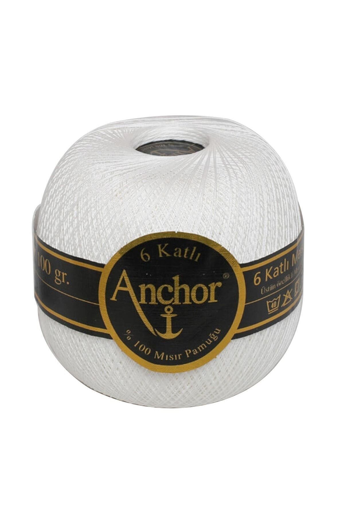 Anchor 6 Katlı Dantel Iplikleri - No: 60 - 100 Gr - Beyaz - Fiyatı