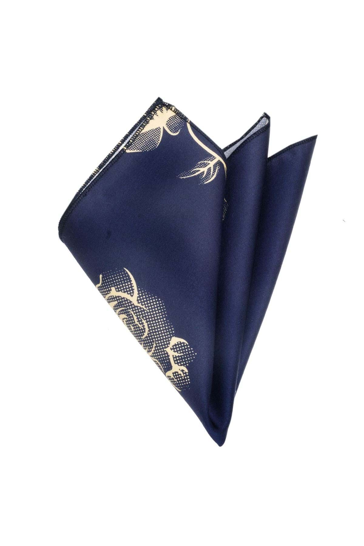 Exve Exclusive Batista Cu Guler De Bumbac Bleumarin Cu Imprimeu De Flori Aurii Pe Ea Masculin - One Size