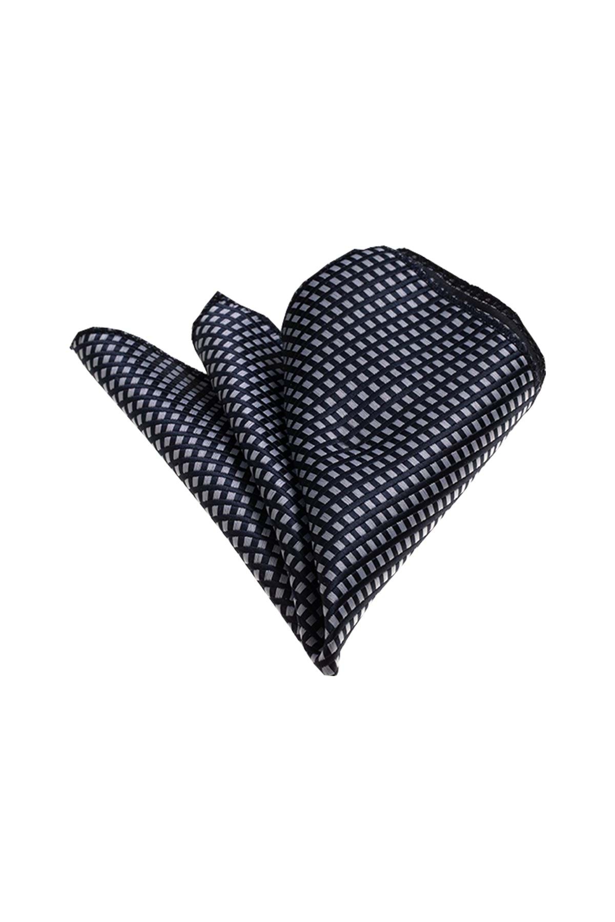 Exve Exclusive Lacivert Kafes Desen Yaka Mendili