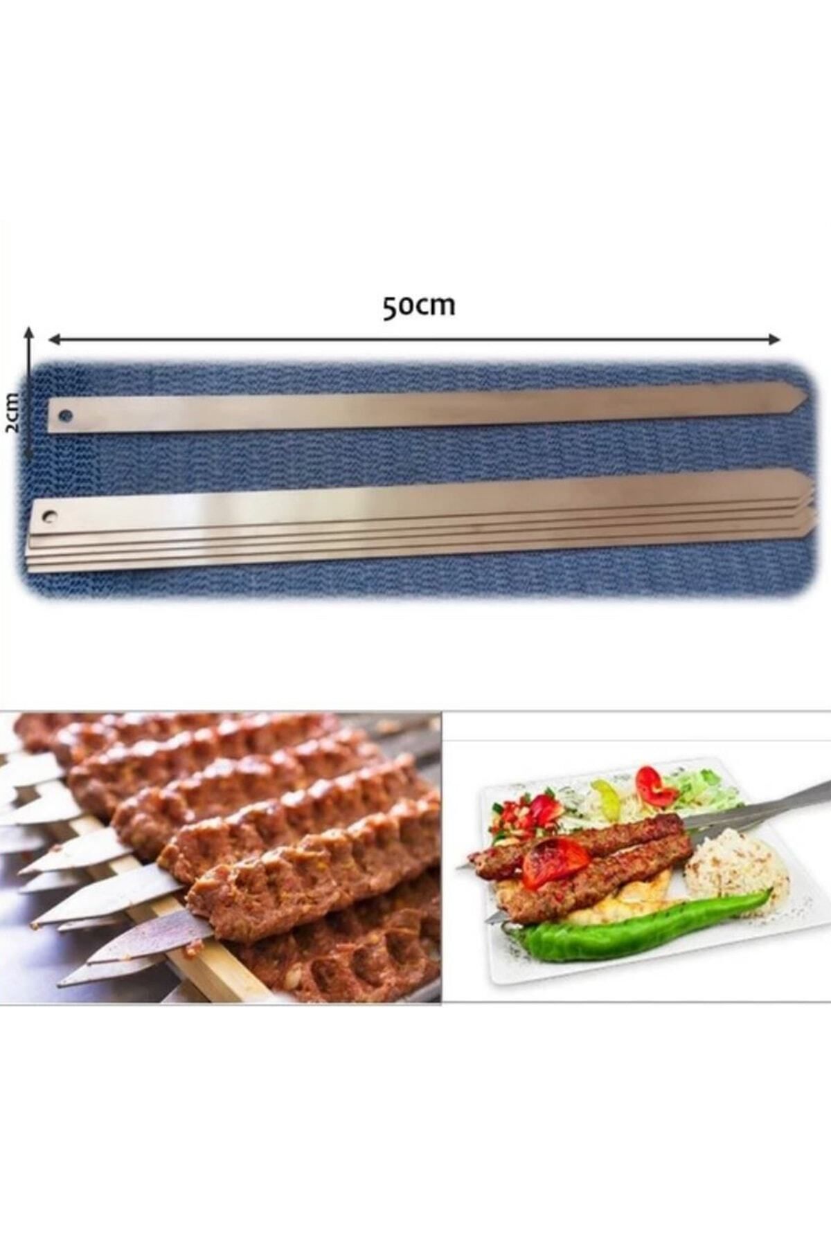 Adana Kebap Beyti Döner Et Kıyma Galvaniz Şiş 50 Cm Mutfak Barbekü Izgara 12 Adet 2