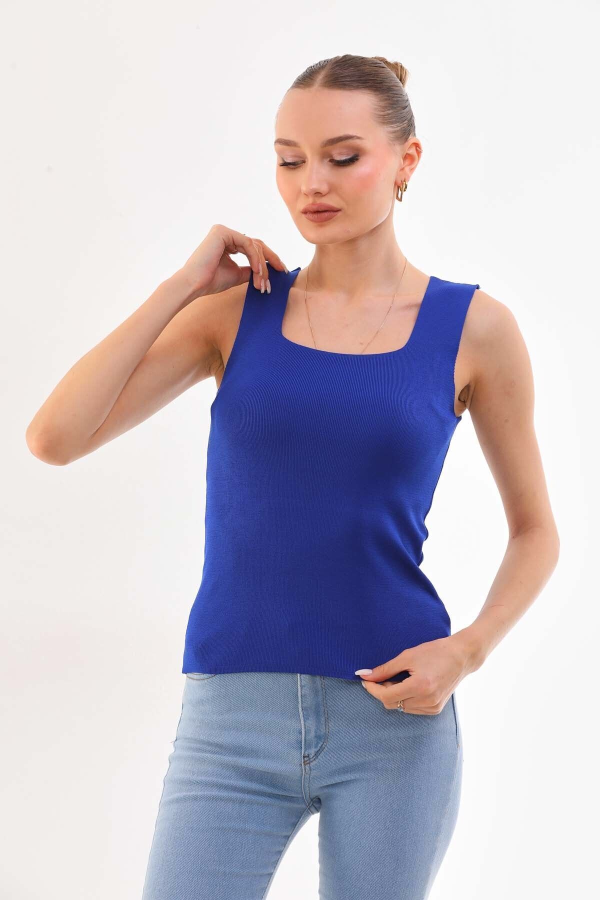 ZEREN MODA-Tank Top Thick Strap Tank Top Thin Summer Square Neck Knitwear 6