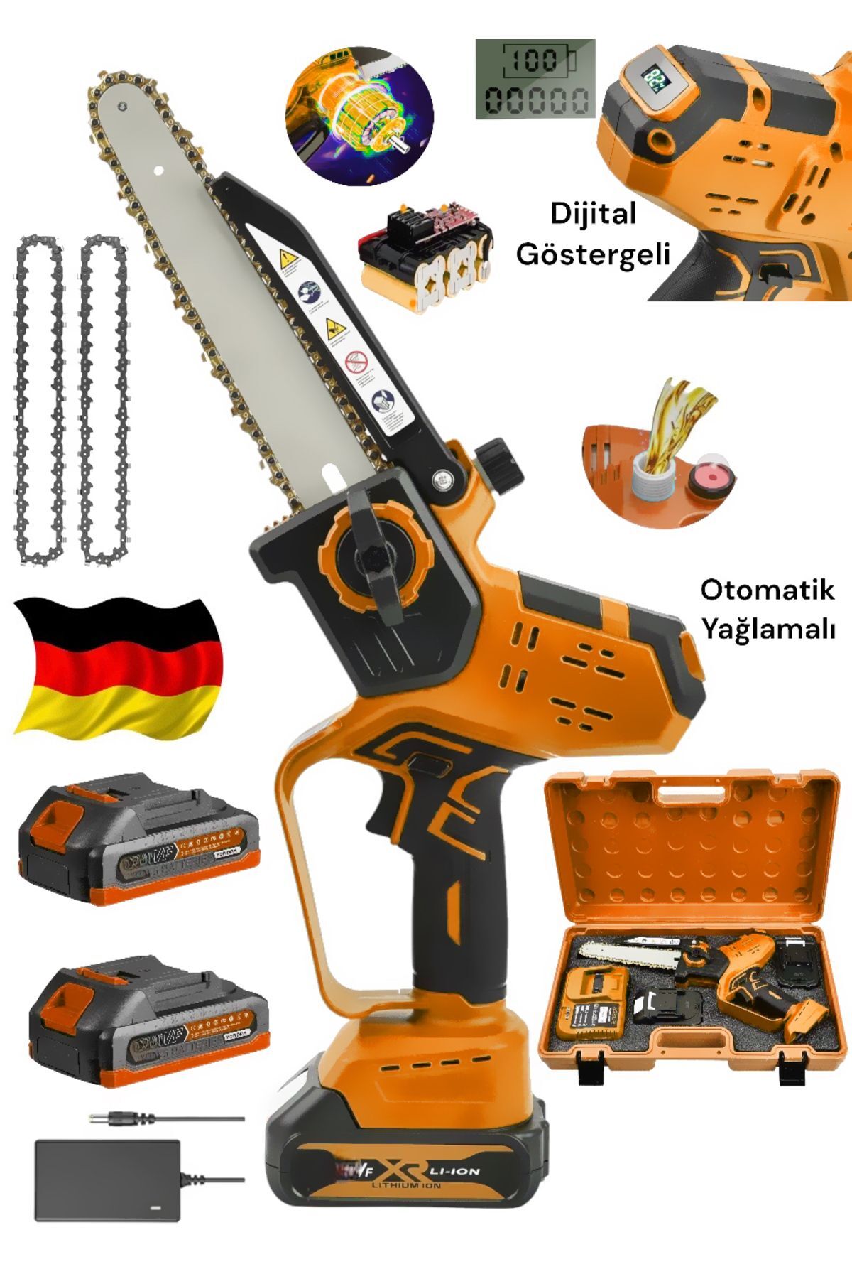 Germany Steel 965VR ŞARJLI ÇİFT AKÜLÜ DİJİTAL GÖSTERGELİ ZİNÇİRLİ