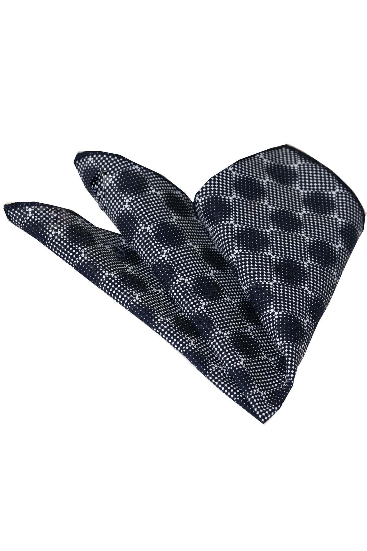 Exve Exclusive Batista De Buzunar Cu Guler De Bumbac Imprimat Albastru Și Alb Masculin - One Size