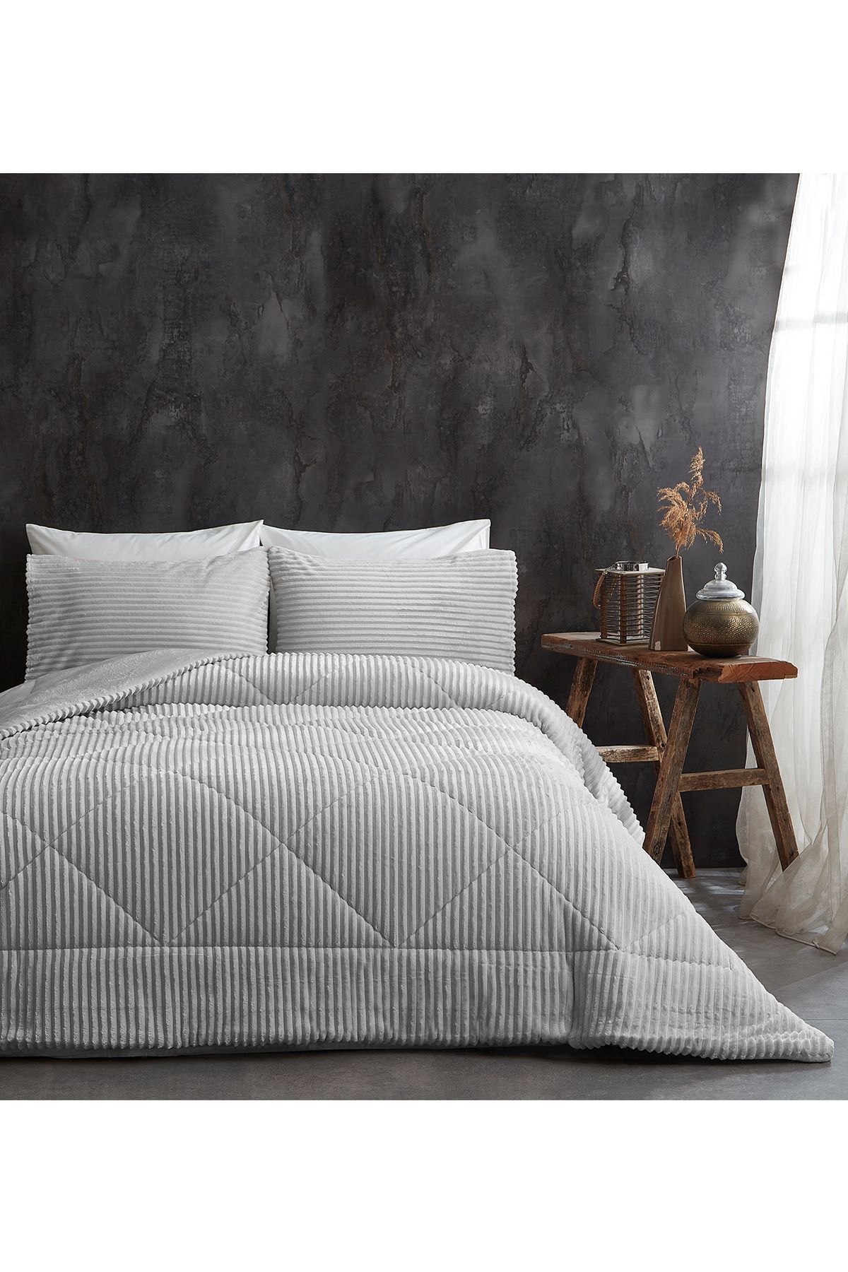 Patterson-Sherpa Double Sided Quilt Set - Soft Wellsoft, 3 Piece Gray Sleeping Set 5