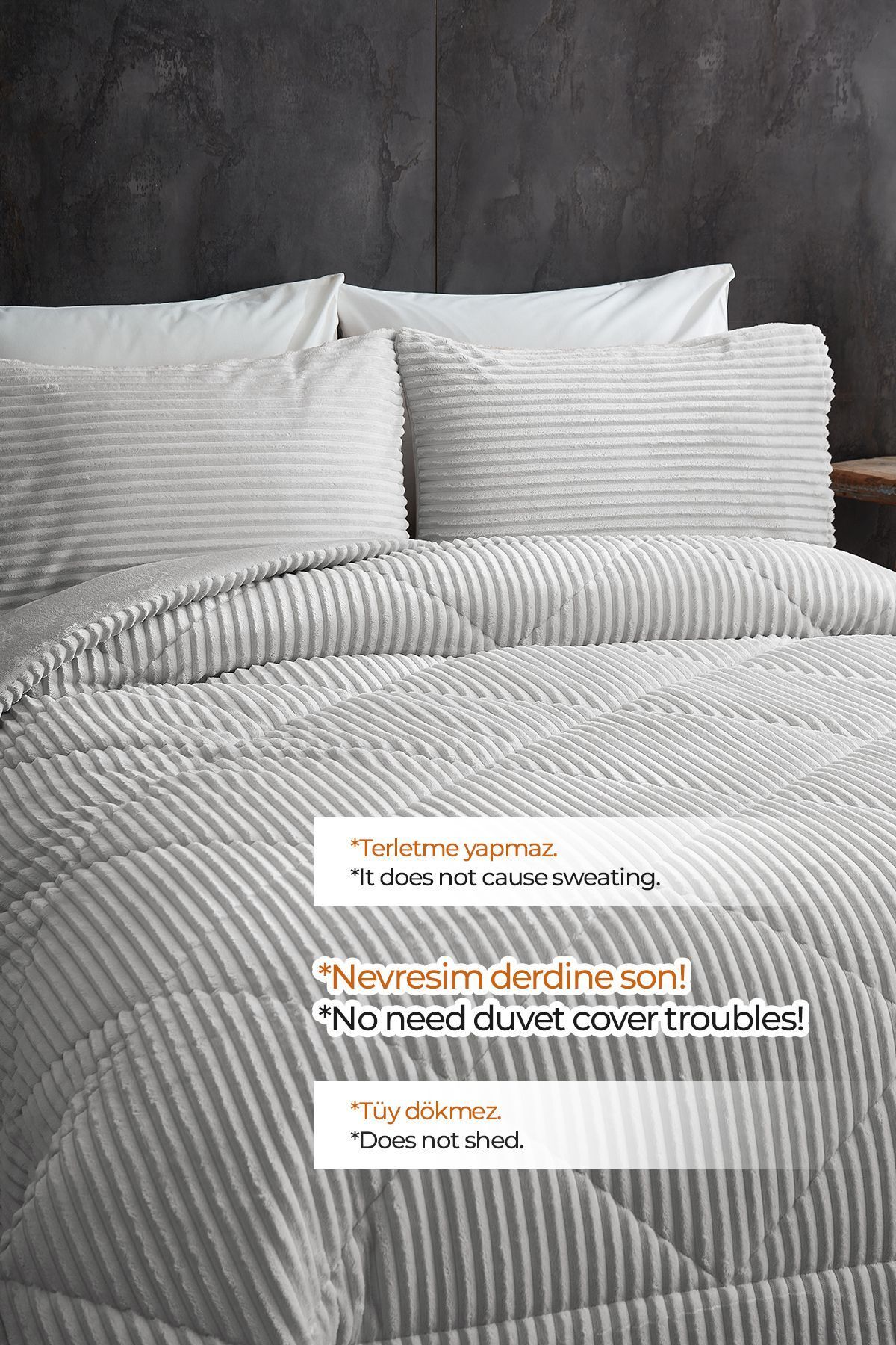 Patterson-Sherpa Double Sided Quilt Set - Soft Wellsoft, 3 Piece Gray Sleeping Set 4