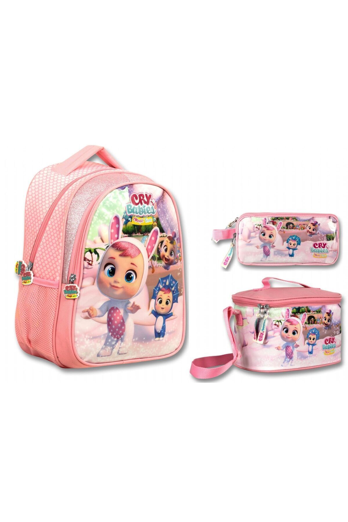 Umit Canta Pink Rabbit Patterned Cry Babies Girl s Triple Primary School Bag Set Trendyol