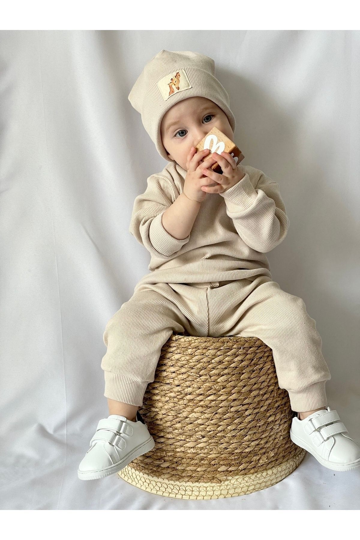 Pamuk Bereli 3lü Takım Bebek Ve Çocuk Bej