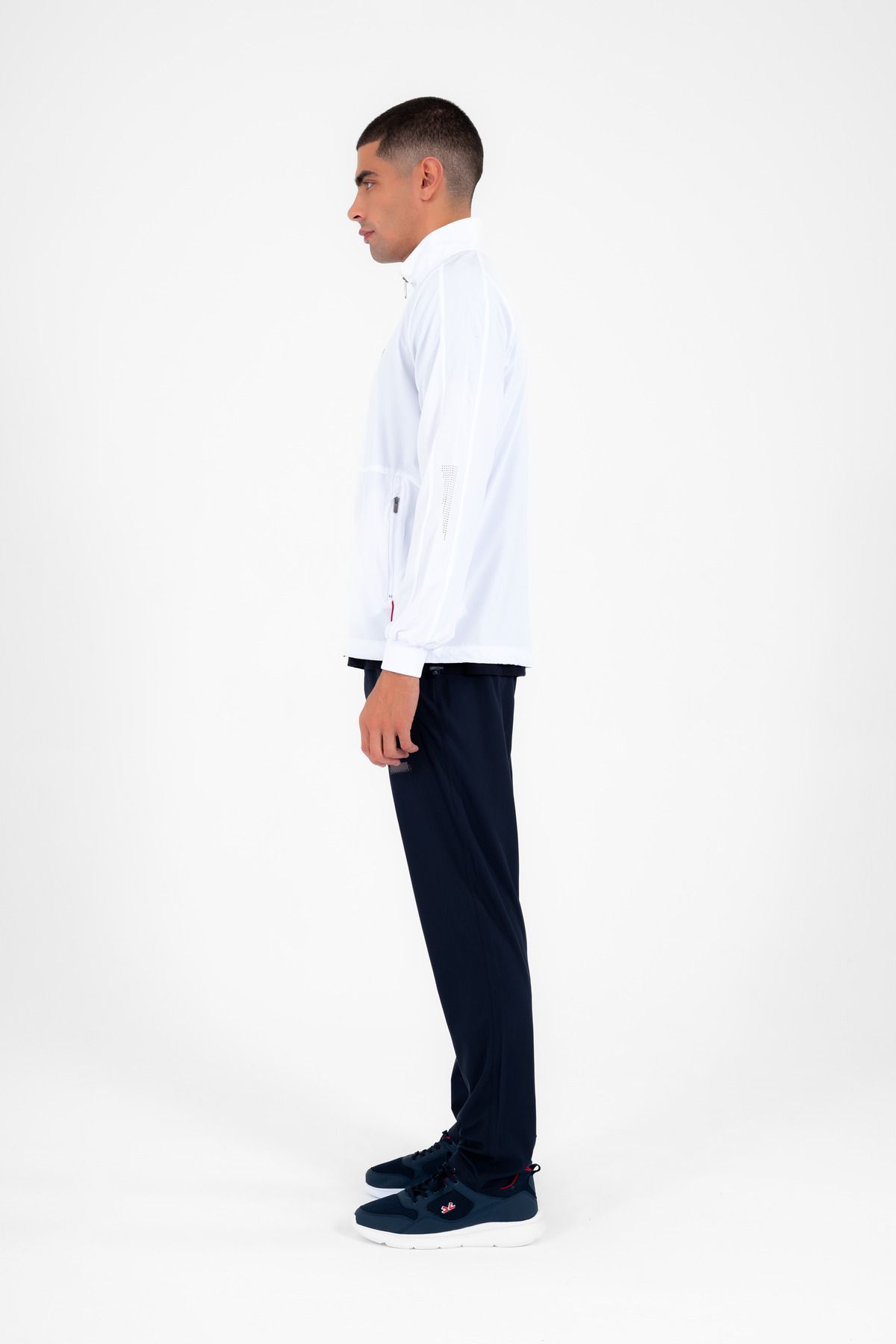 ست گرمکن ورزشی مردانه یقه عمودی سفید LYCRA BREATHABLE 4 جیب تابستان SLIMFIT TRACKSUIT تیم 69 Escetic