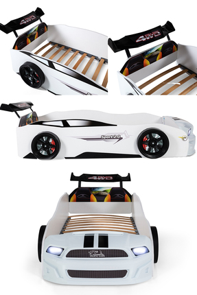Ferramini Beyaz Arabalı Yatak Sport Mst Işıklı