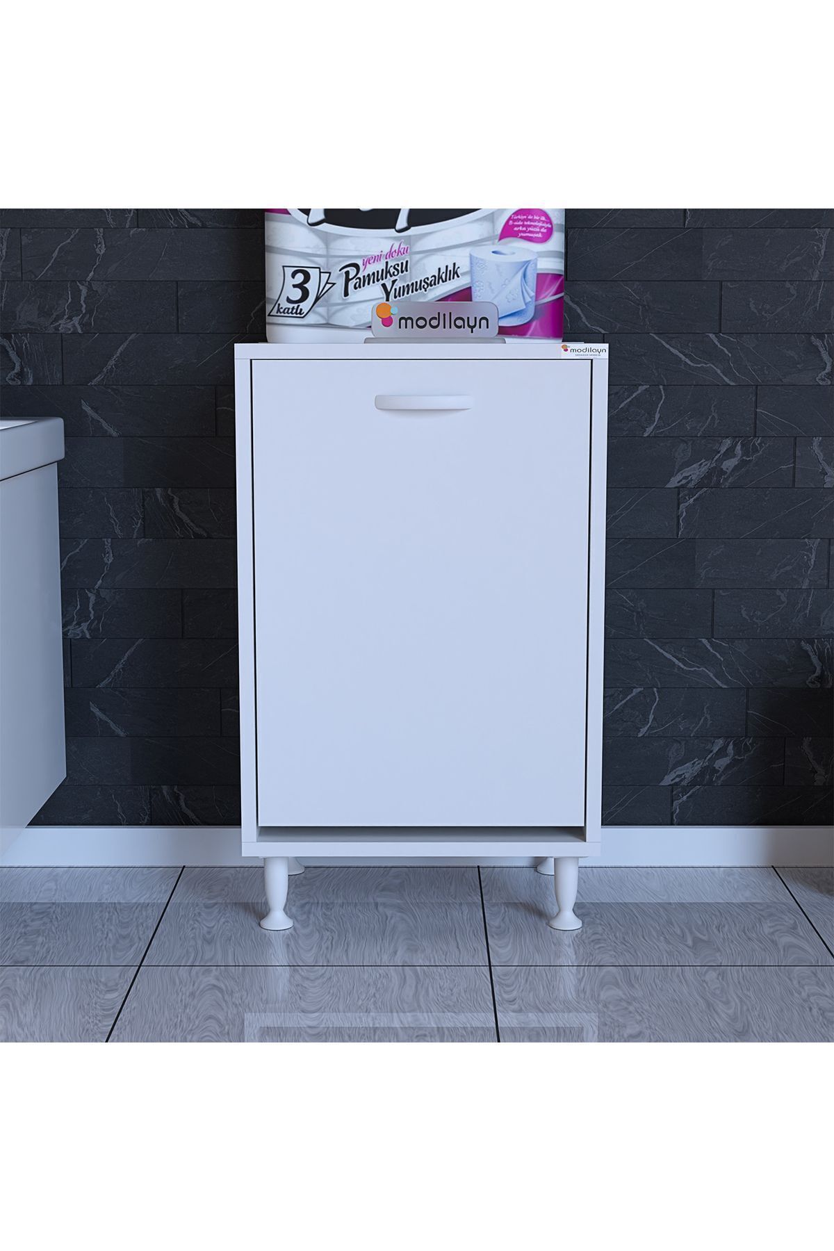 Söke 45 X 75 X 32,5 Cm Kirli Çamaşır Sepetli Banyo Dolabı