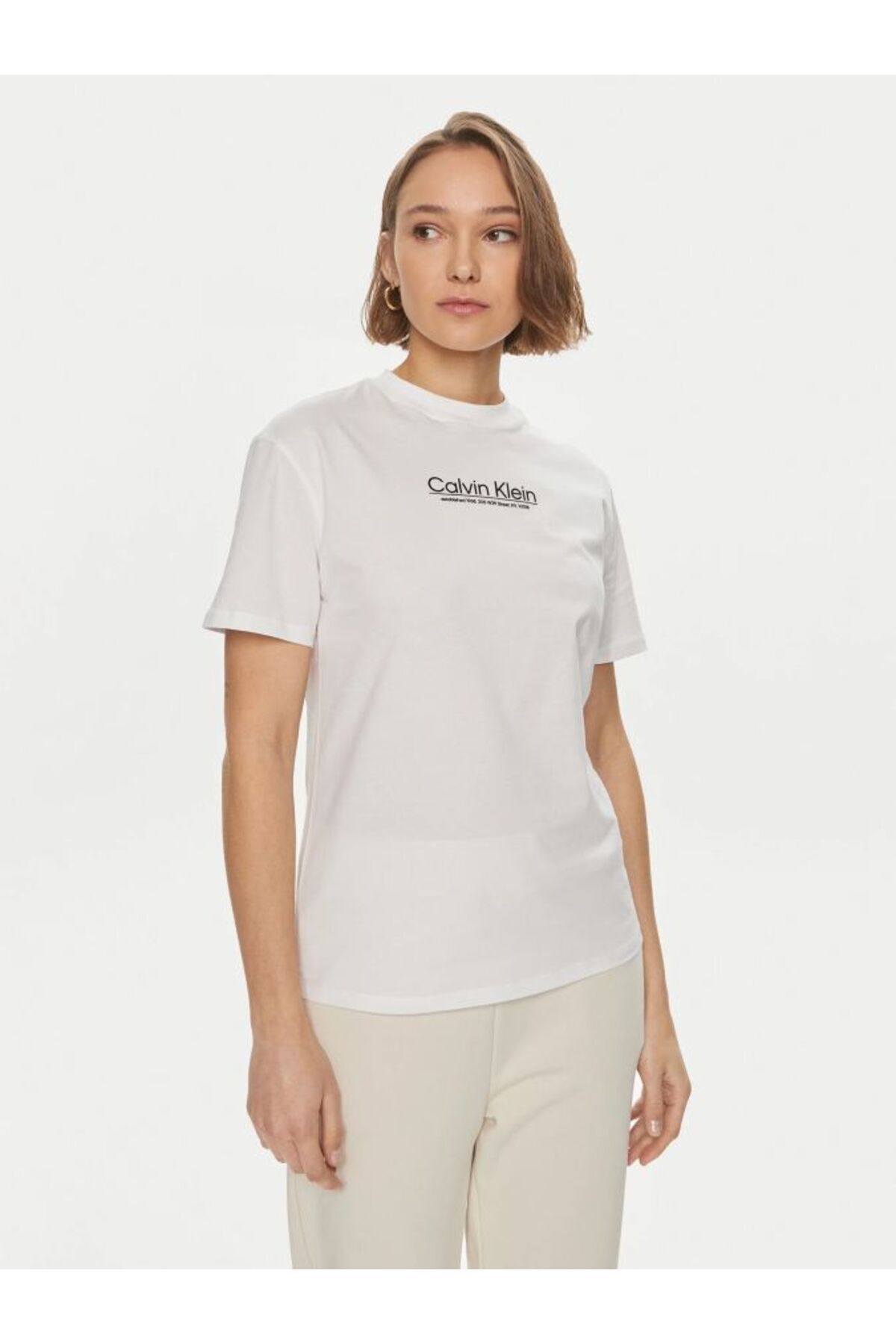 Calvin Klein White Short Sleeve T shirt Women Logo Detailed Trendyol