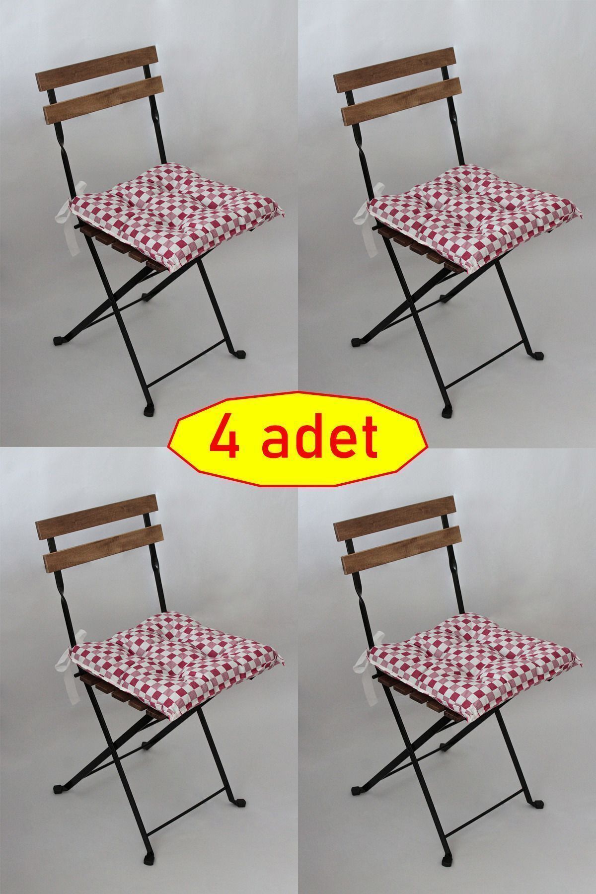 ADARYA HOME-Pernă pentru scaun pufoasă fucsia - 4 bucăți, cu șireturi, 40x40 1