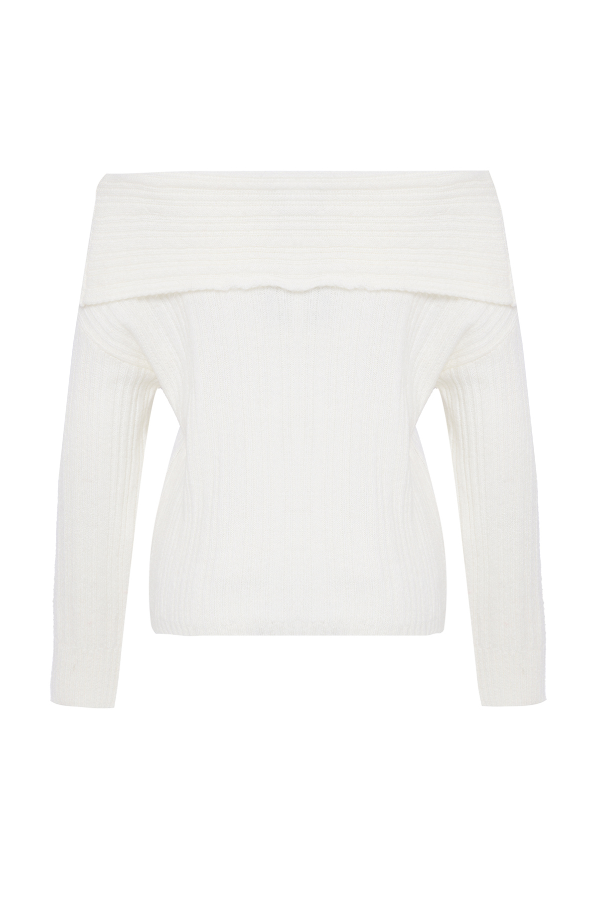 Trendyolmilla  Ekru Yumuşak Dokulu Carmen Yaka Triko Kazak TWOAW25KZ00076 - Görsel 7