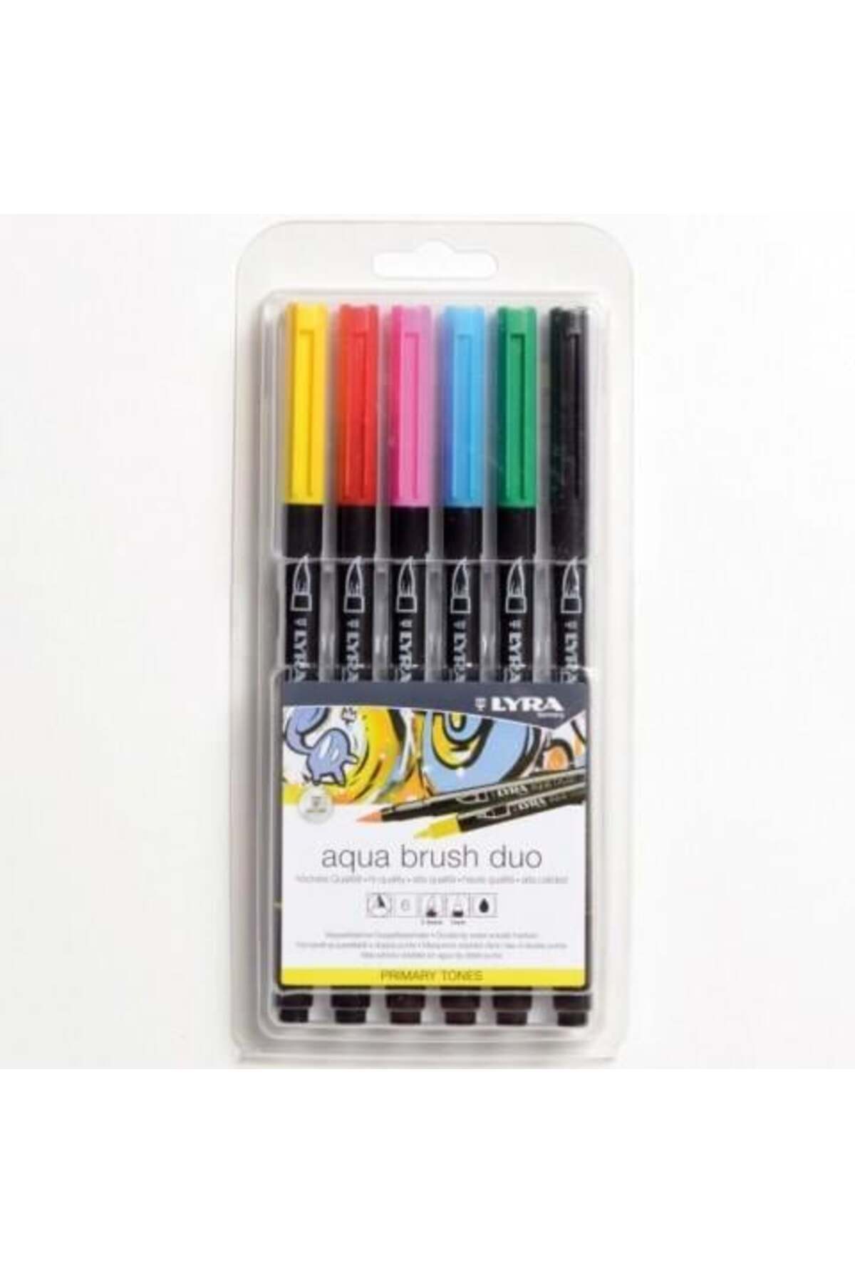 LYRA Graduate Aqua Brush Duo Çift Taraflı Primary Tones 6'lı Set
