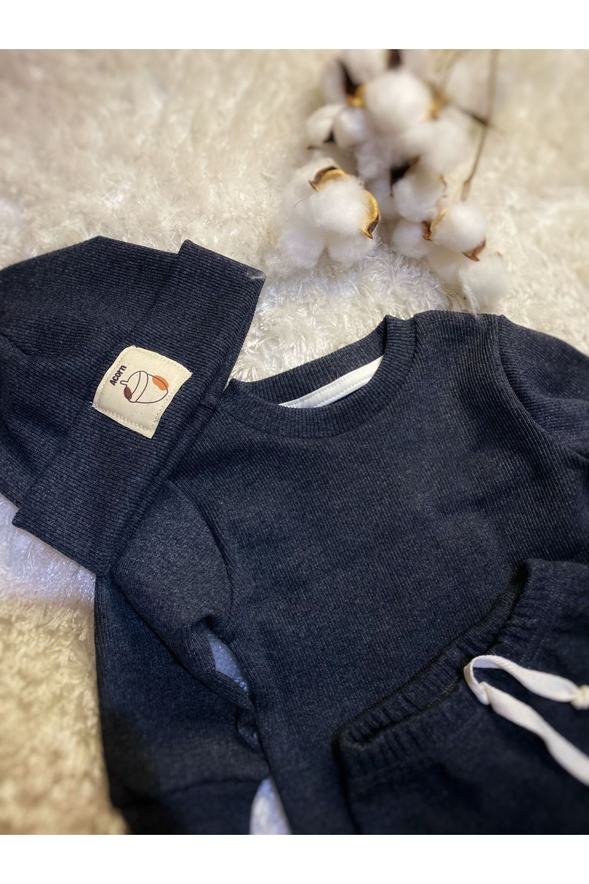 Pamuk Bereli 3lü Takım Bebek Ve Çocuk Antrasit