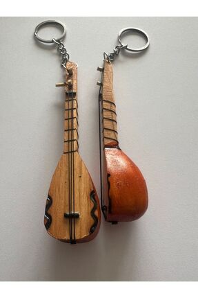 Airbrush Tattoo El Yapımı 2 Adet Birden Minyatür Anahtarlık Bağlama Saz Araba...