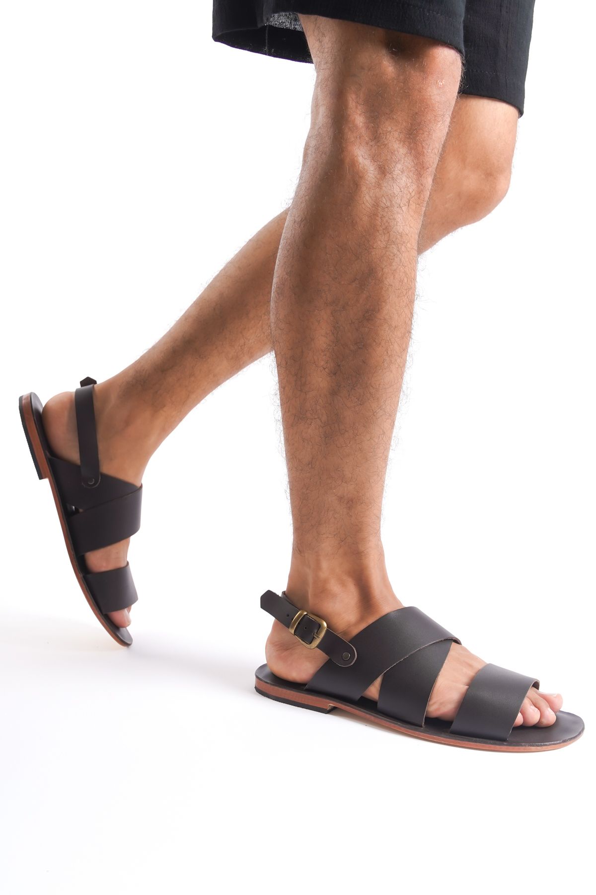 صندل چند رنگ مردانه های قهوه چرمی اصلی K1105 DaphneSandals