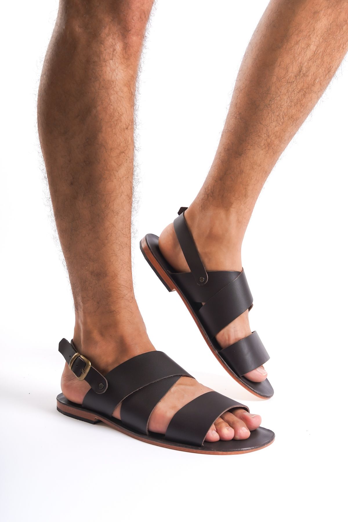 صندل چند رنگ مردانه های قهوه چرمی اصلی K1105 DaphneSandals