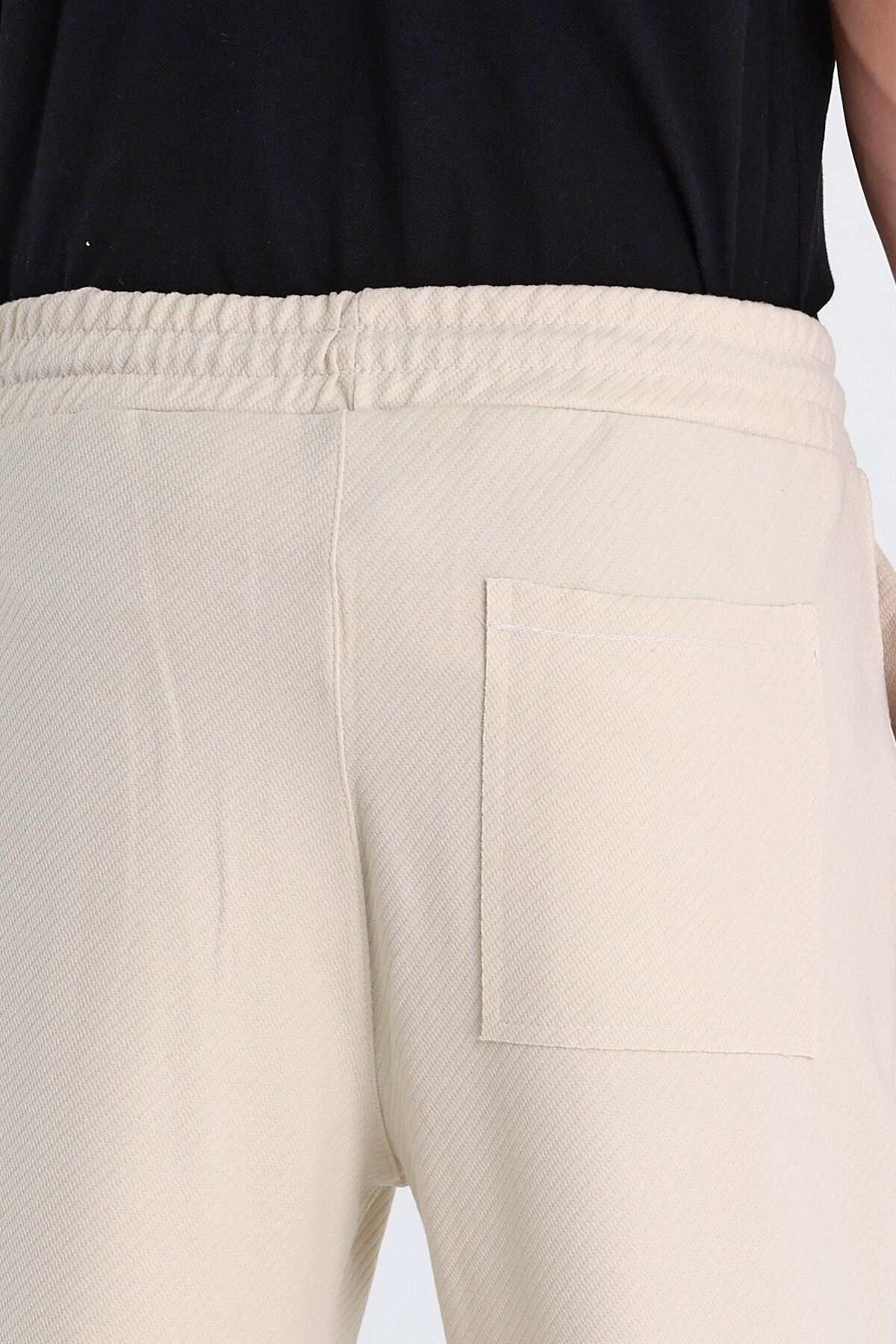 COMBİNE MİCHAİL-Ottoman Patterned Men's Jogger Pants - Cotton, Elastic Waist and Drawstring CREAM 6