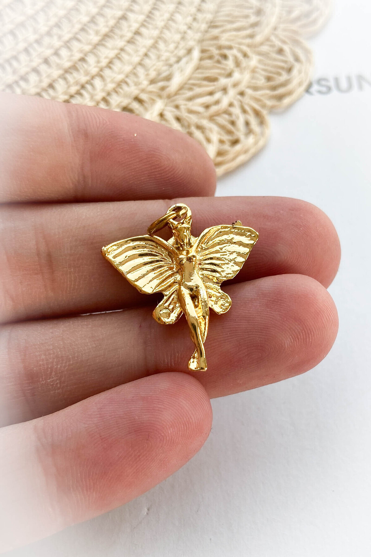 roshel Melek Model Altın Kaplama Kolye Ucu