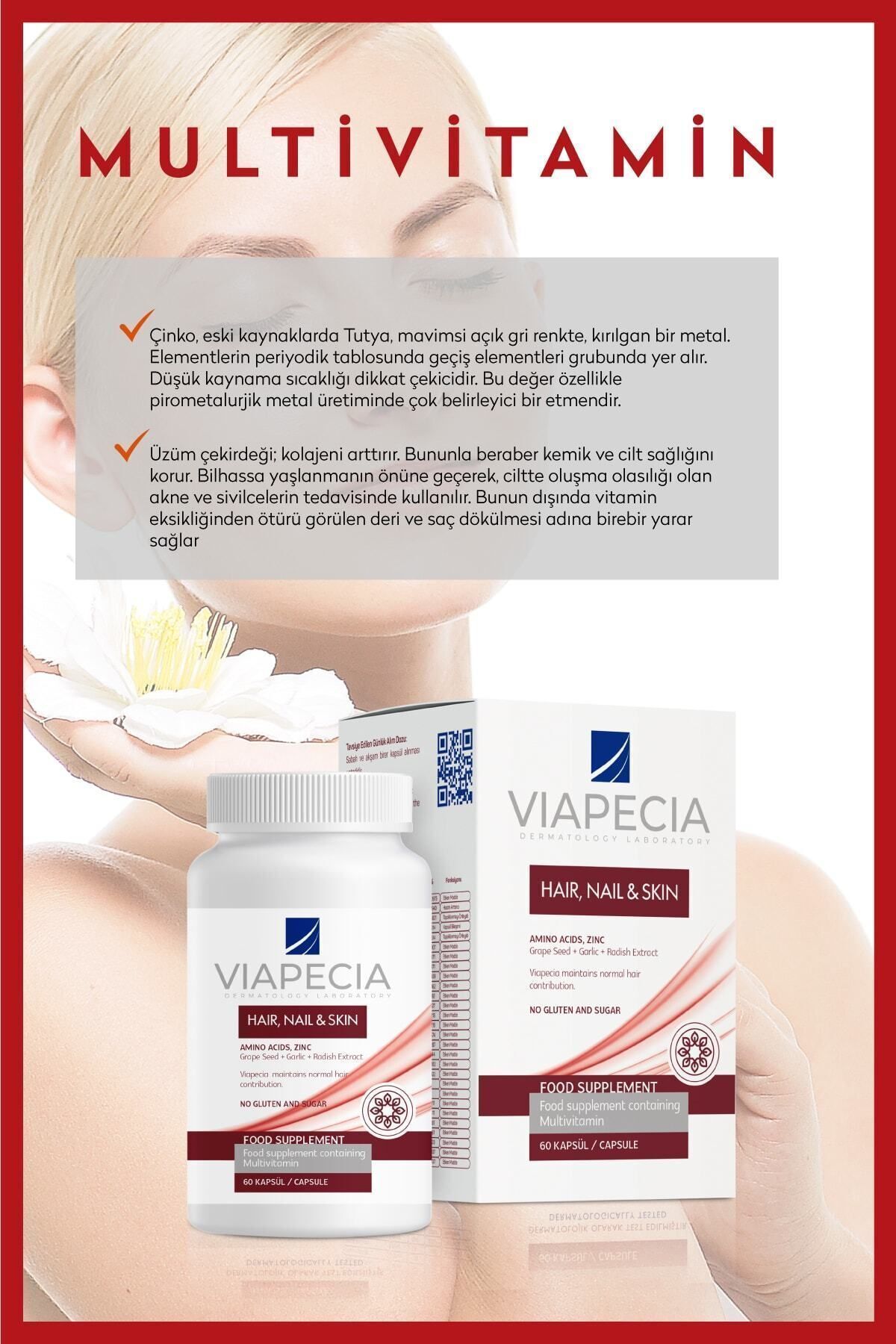 Viapecia-Vitamin Supplement Food 60 Tablets Zinc Selenium & Folicacid For Hair Skin Nail Protection 2