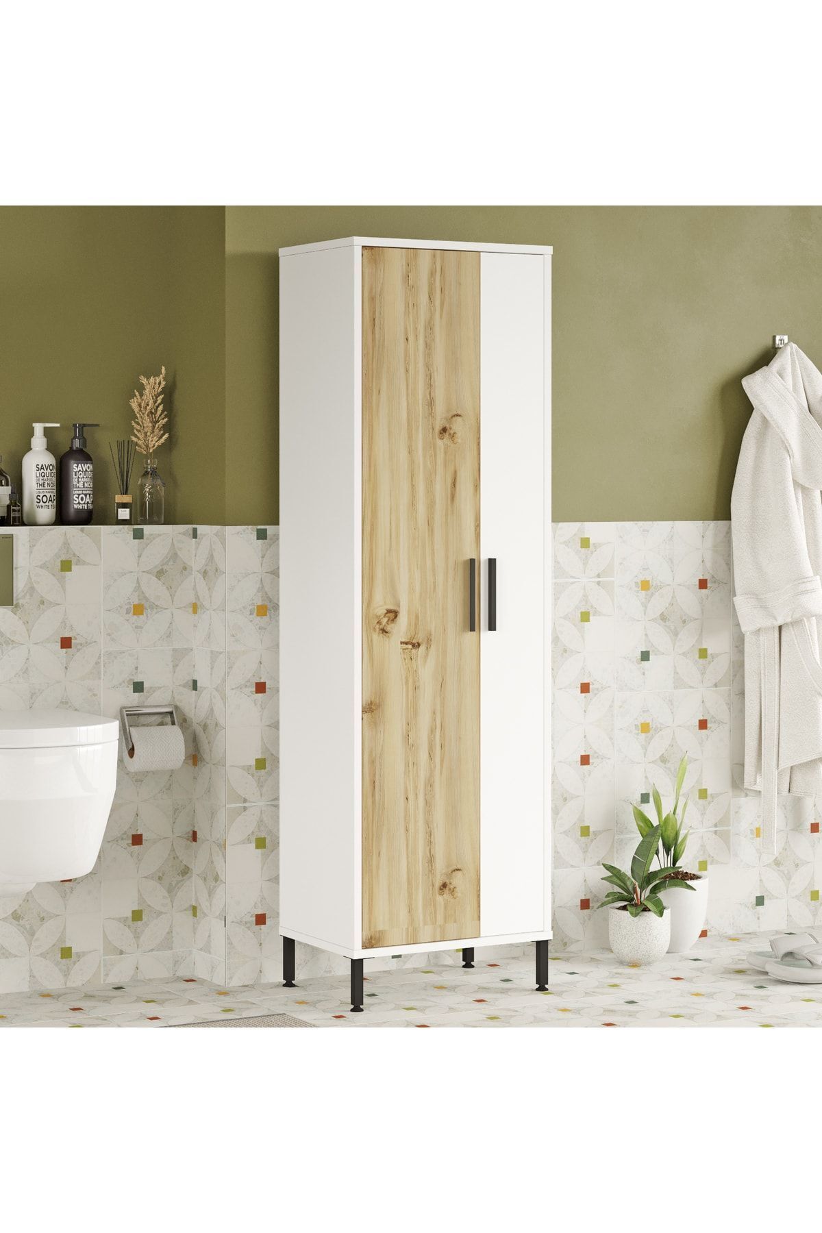 Harvey Multi Purpose Cabinet with Door Vileda Bathroom Cabinet Metal Foot Felt-white Hr1-wk