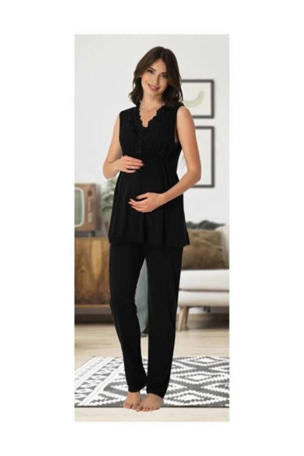 Puerpera-Effortt Women's Maternity Nightgown and Pajama Set - Summer Maternity, Morning Gowns 8036 3