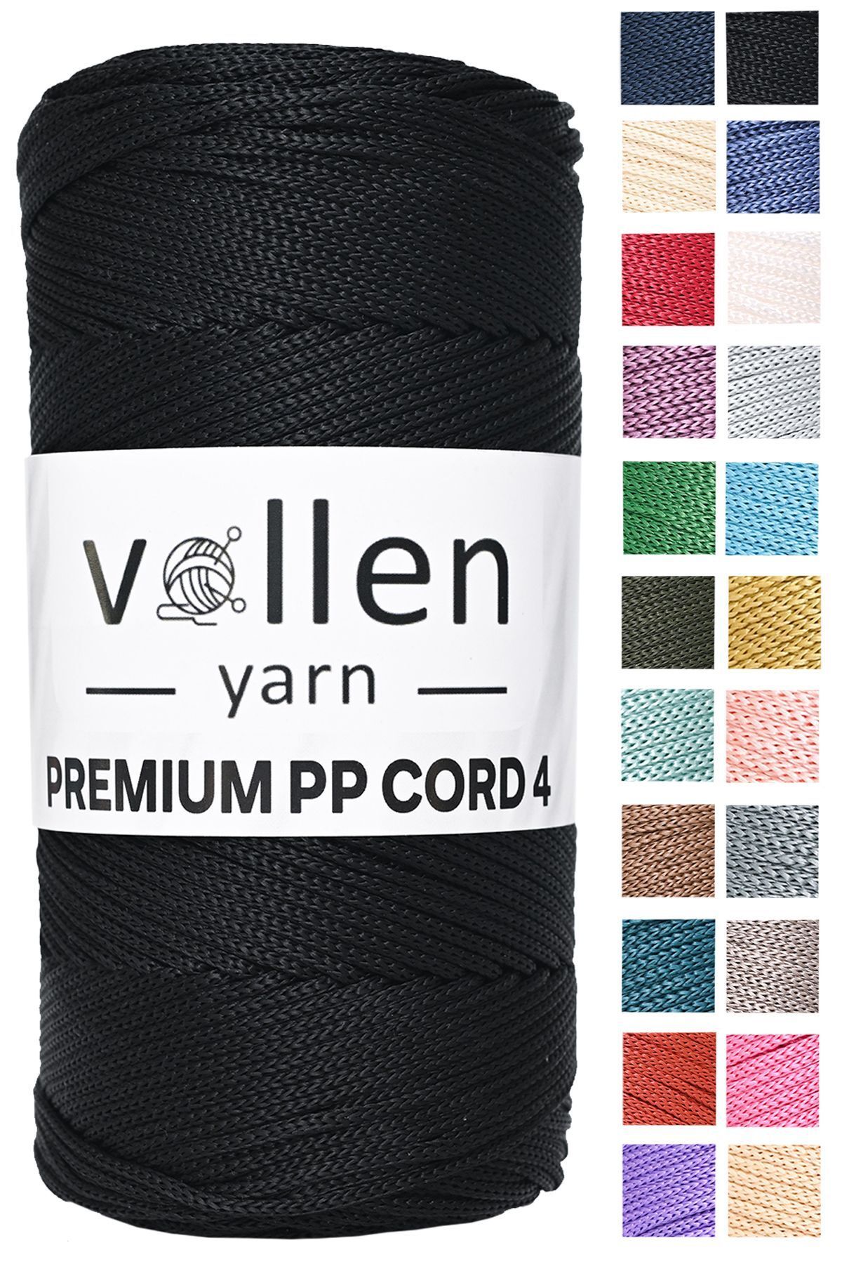 vollen yarn-200gr/230m Premium Polyester Macrame String 2mm, μακραμέ σχοινί, μακραμέ, σουπλά, σχοινί τσάντας, μαύρο 1