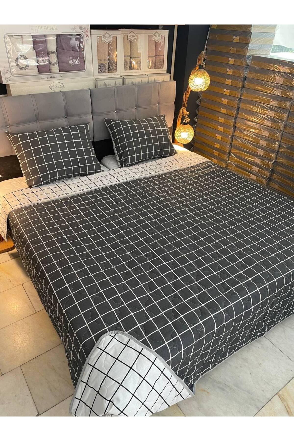 Sudemhome Set Cuvertură De Pat Dublă King Size Din Bumbac - Matlasată - One Size