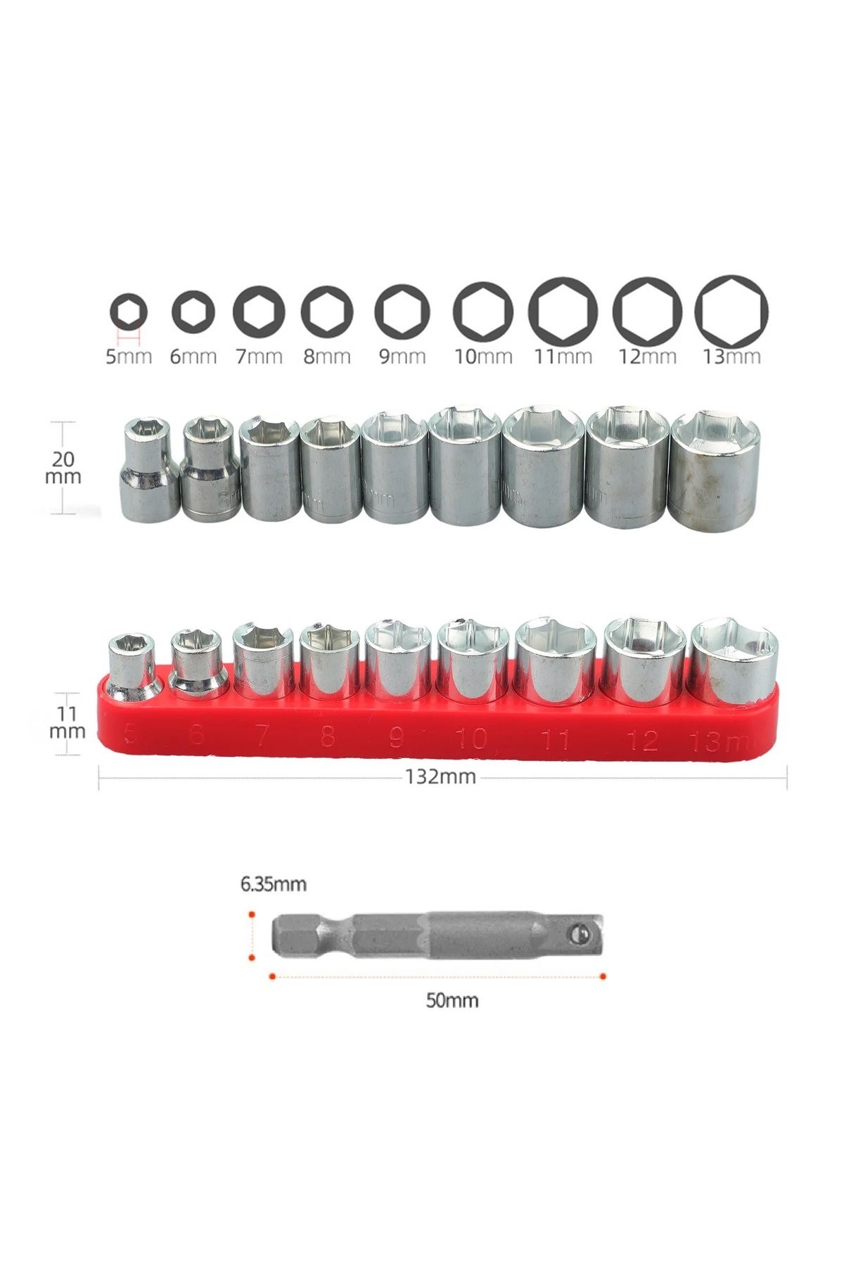 Depolife-9 Pieces 1/4 Socket Socket and Drill Adapter Set 3