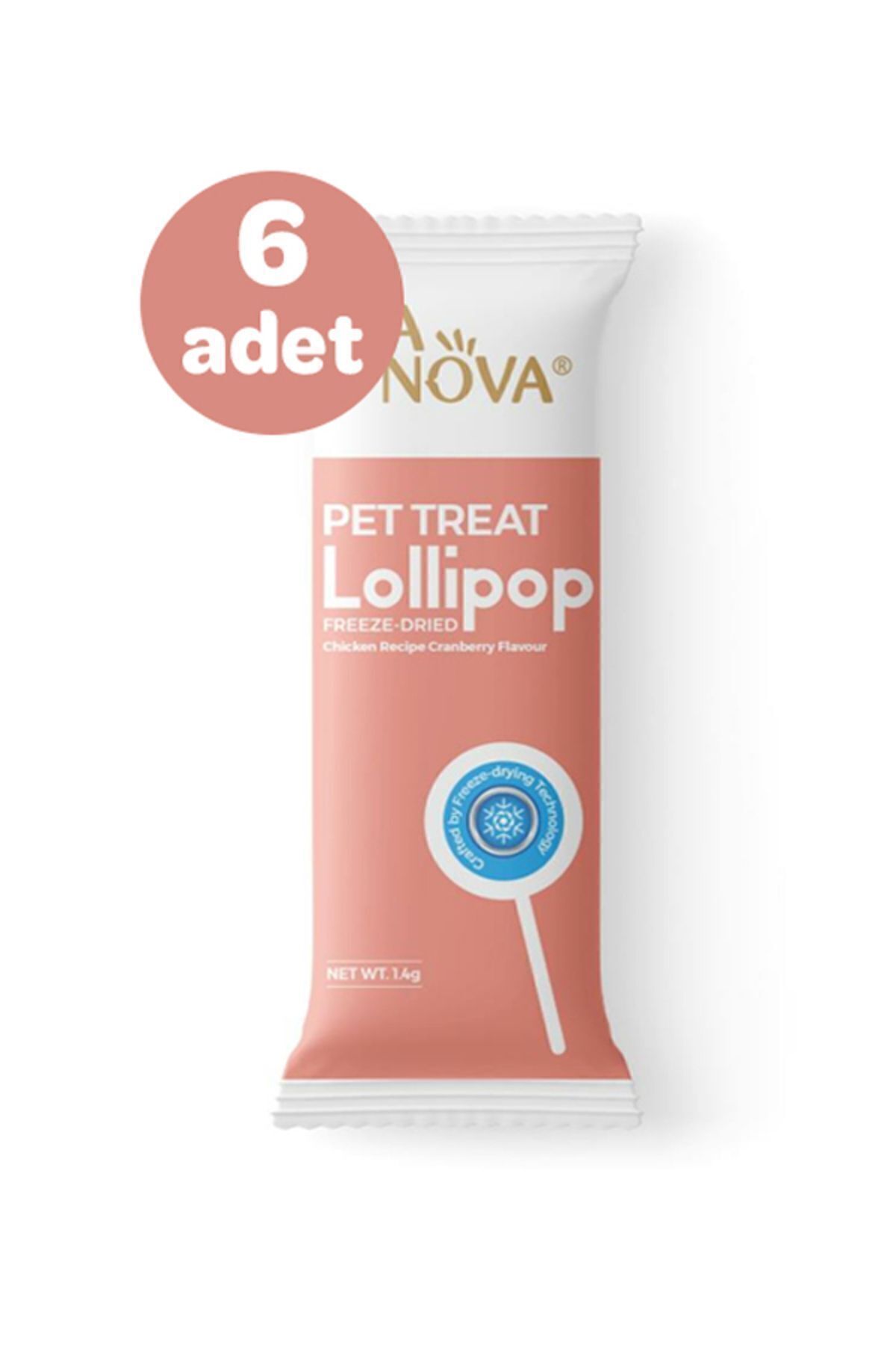 RANOVA Tavuklu ve Kızılcıklı Üriner Sistem Destekleyici Kurutulmuş Lolipop Kedi Ödülü 1 Adet