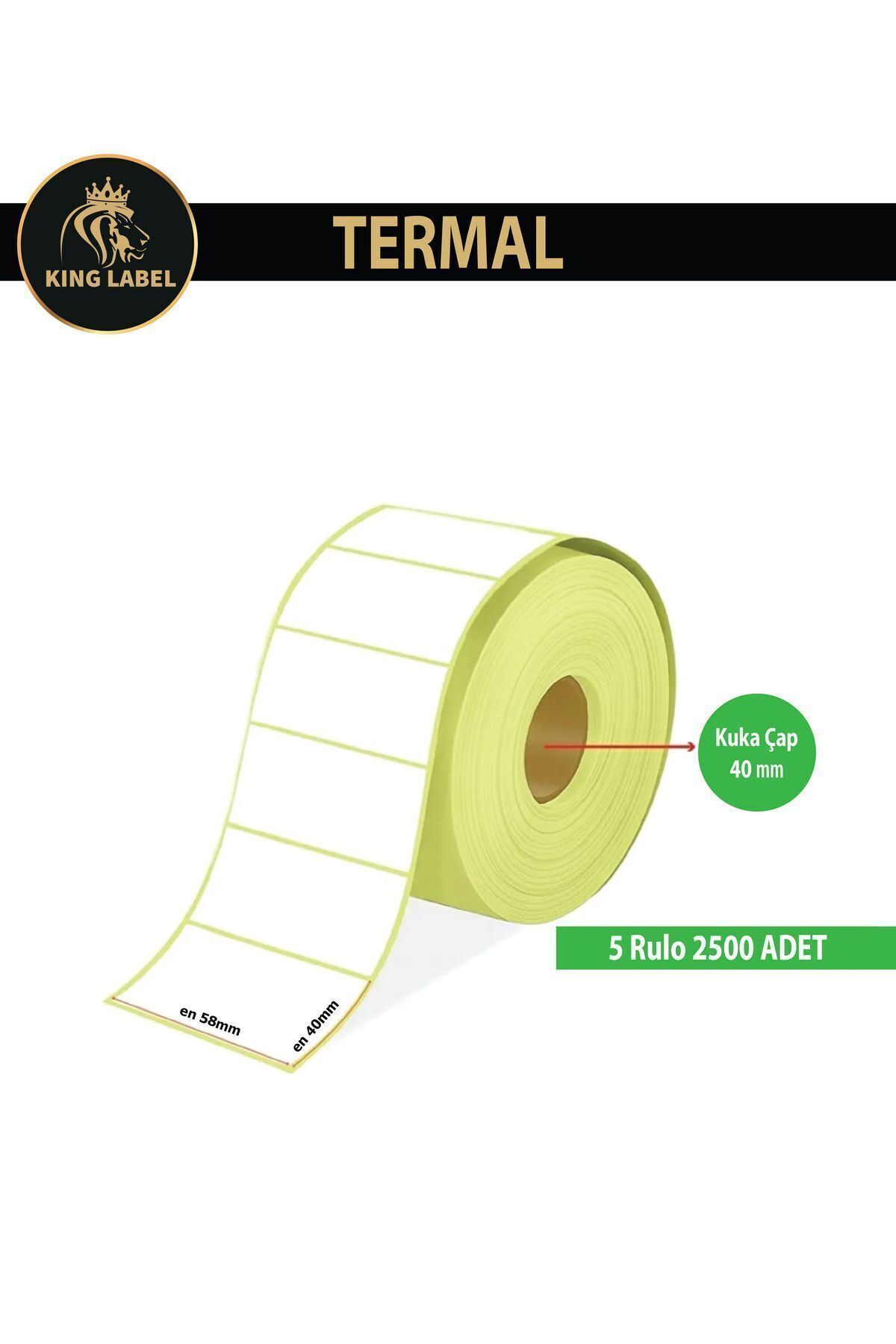 KİNG LABEL 5 Role De 500 De Etichete Termice Cu Coduri De Bare - 40x58 Role - One Size