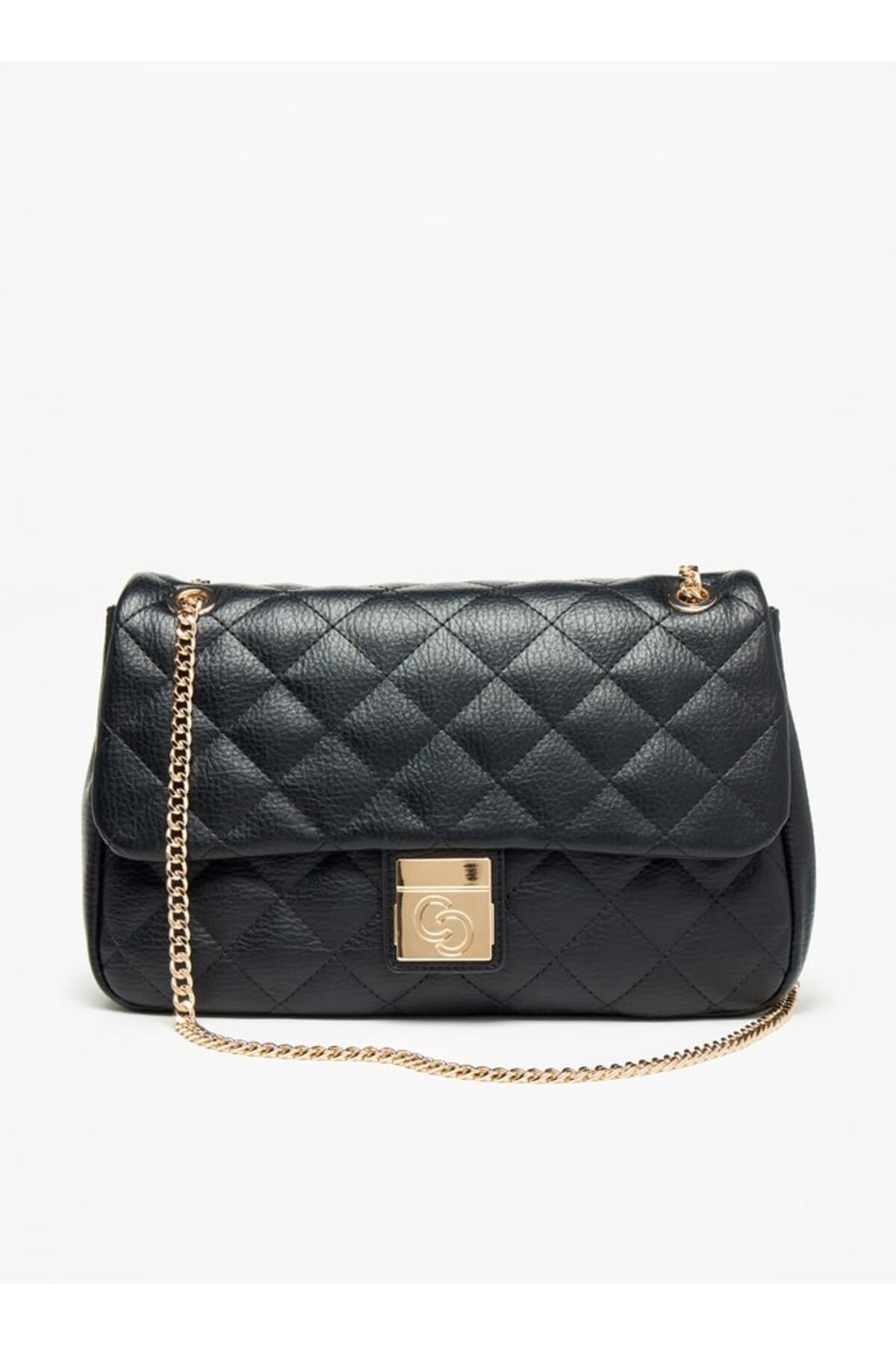 Celeste-Quilted Crossbody Bag with Button Closure and Chain Strap 1