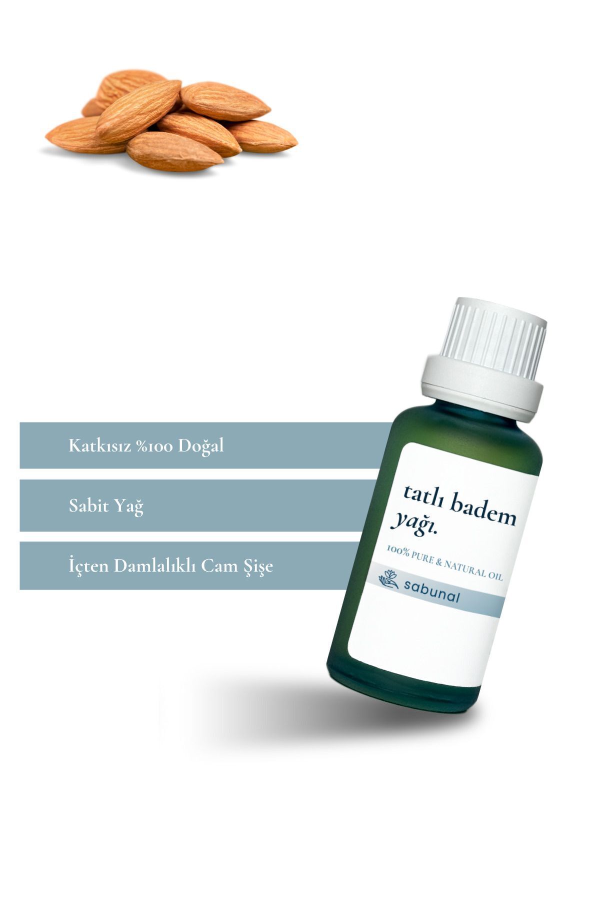 روغن بادام شیرین 30 میلی لیتر روغن مرطوب کننده و تغذیه کننده طبیعی پوست و مو sabunal
